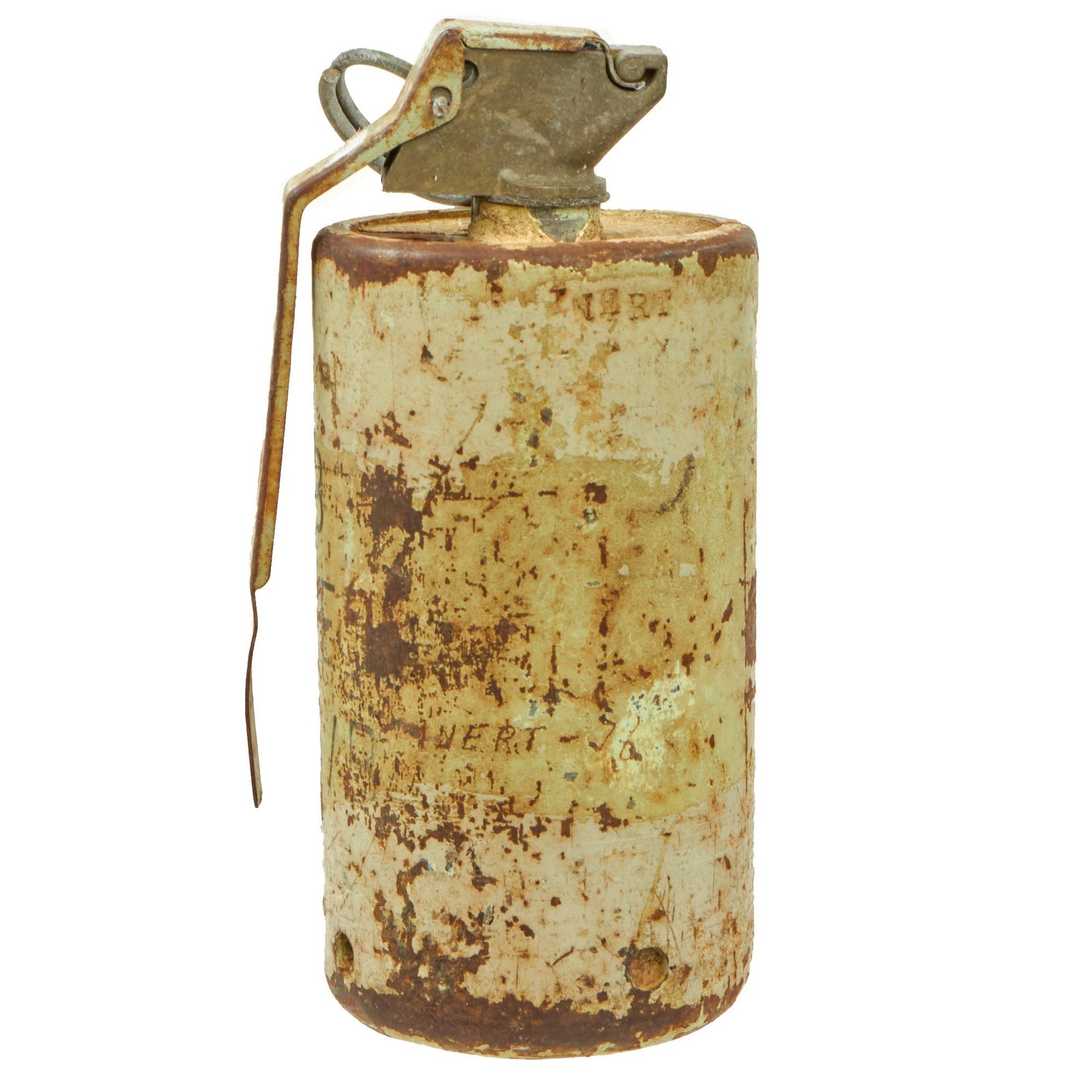 Buy Original U.S. Korean War Era Inert BLU-16/B Burning White Smoke (HC) Bomb With Fuze, Spoon and Pull Ring | Original Firearms Antique For Sale