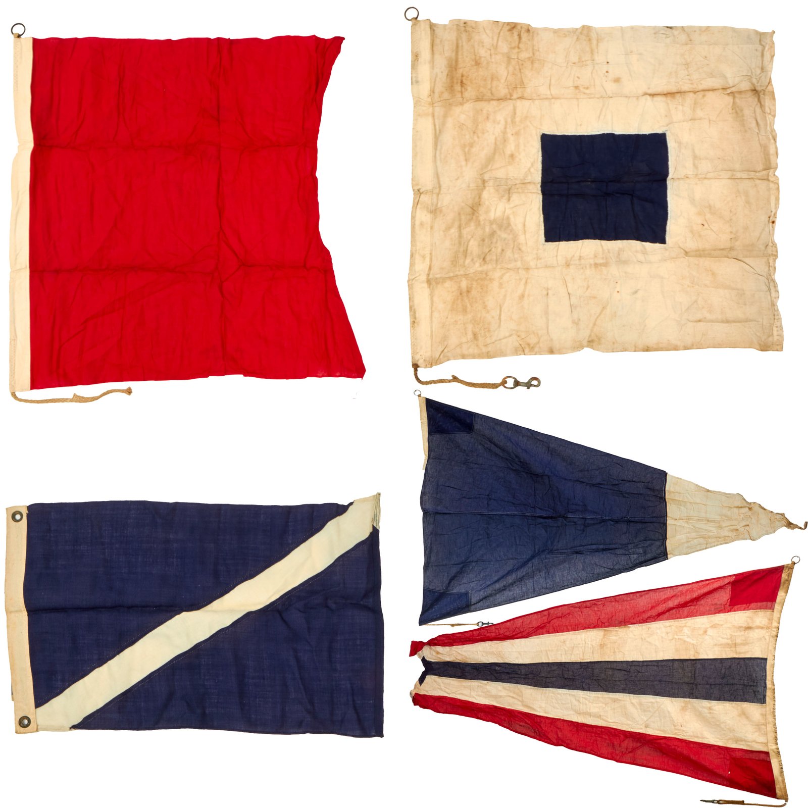 Buy Original U.S. WWII US Navy Mare Island Nautical Pennant and Signal Flag Lot - 5 Items | Original Firearms Antique For Sale