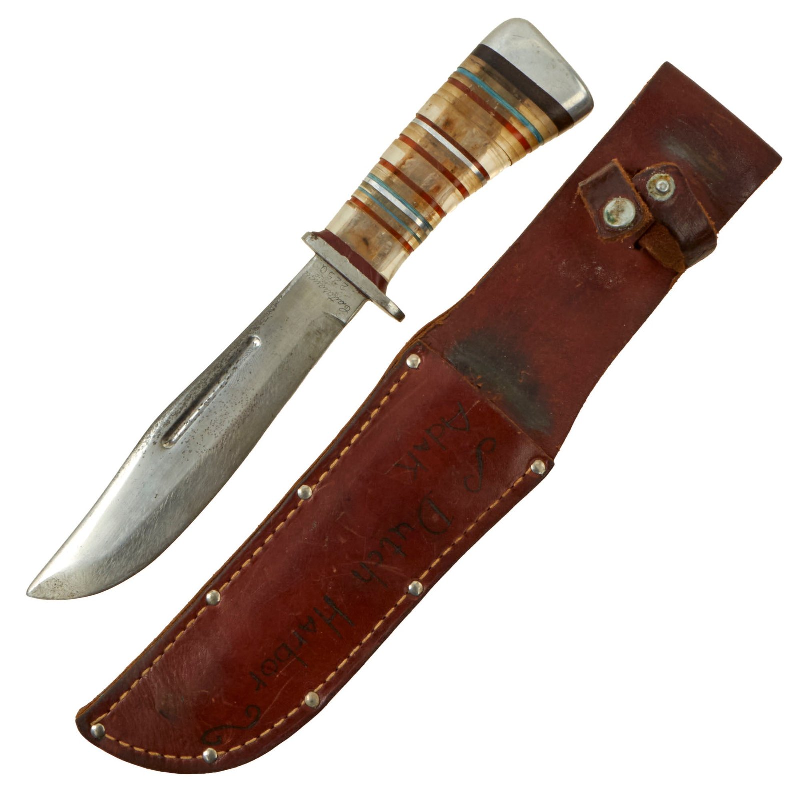 Buy Original U.S. WWII Named & Soldier-Personalized Cattaraugus 225Q “Commando” Fighting Knife With Sheath - ADAK-Aleutians | Original Firearms Antique For Sale