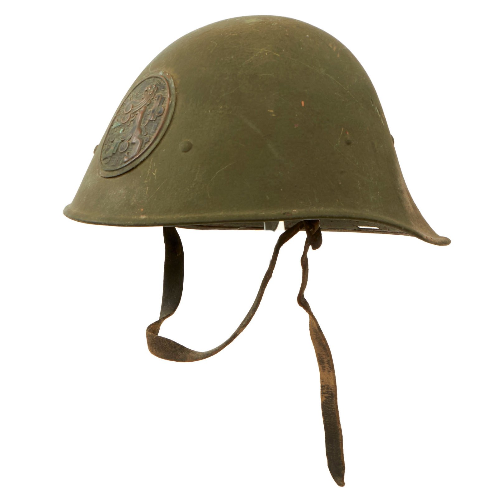 Buy Original Netherlands WWII Dutch M34 Steel Helmet With Badge and Original Paint - Complete | Original Firearms Antique For Sale