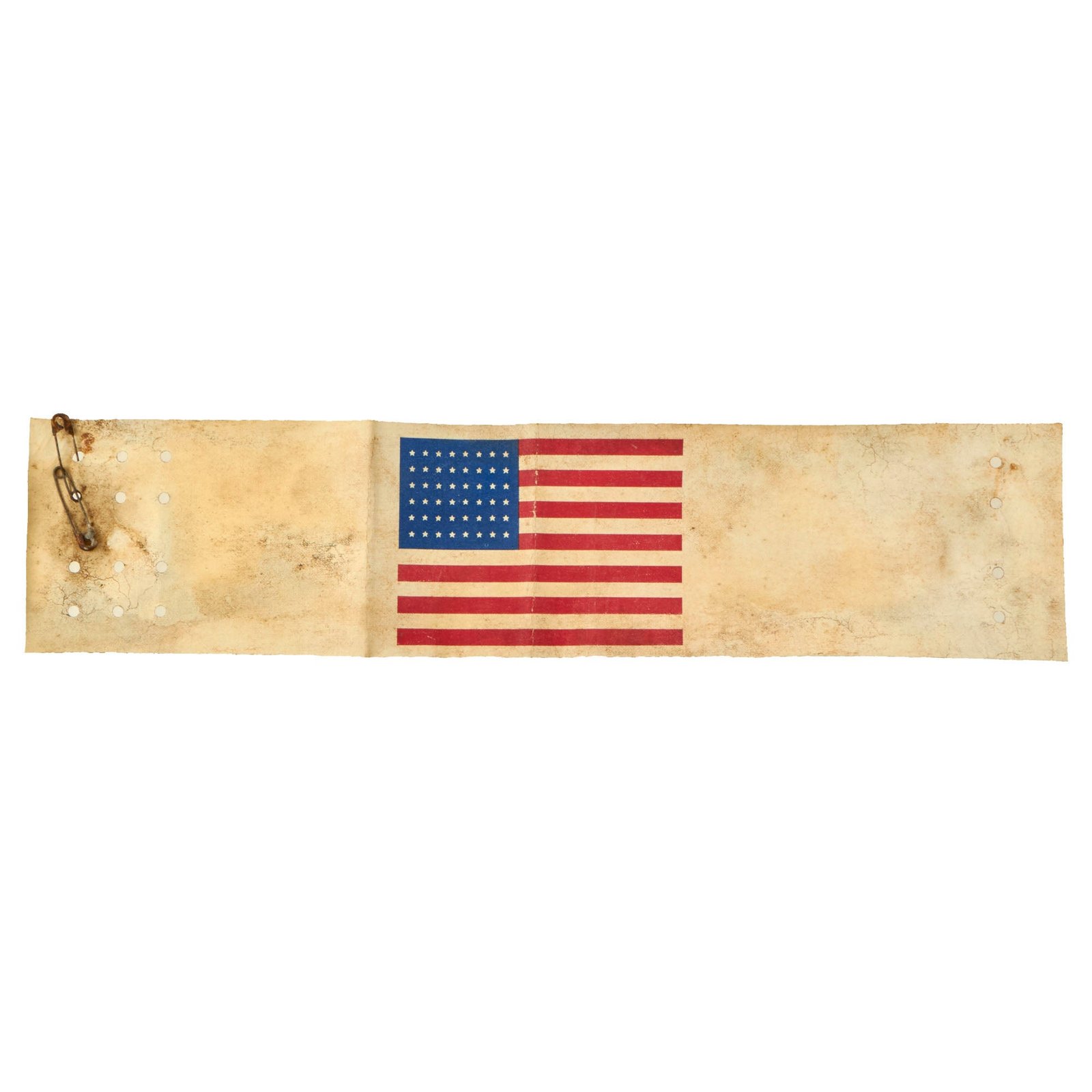 Buy Original U.S. WWII Service Worn Paratrooper D-Day Invasion American Flag Oilcloth Armband with Safety Pins | Original Firearms Antique For Sale