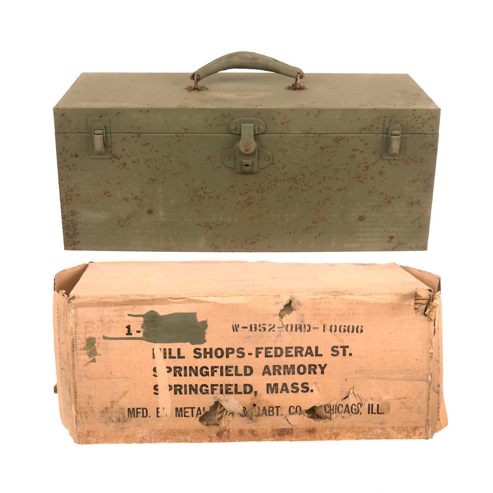 Buy Original U.S. WWII NOS Armorer’s Toolchest M6 in Original Shipping Box - Storage Wear - Dated 1942 | Original Firearms Antique For Sale