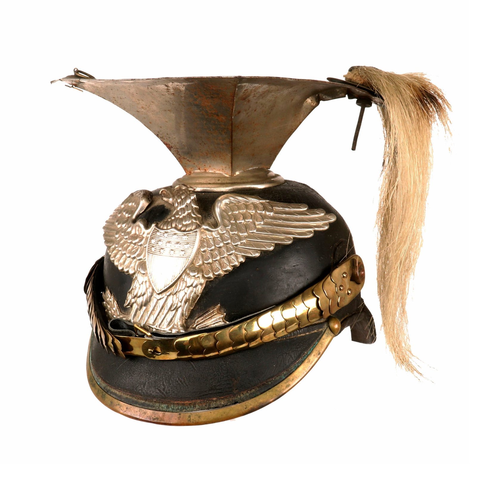 Buy Original Late 19th Century U.S. Militia Cavalry Tschapka with American Federal Eagle Plate-German Uhlan Style Import | Original Firearms Antique For Sale