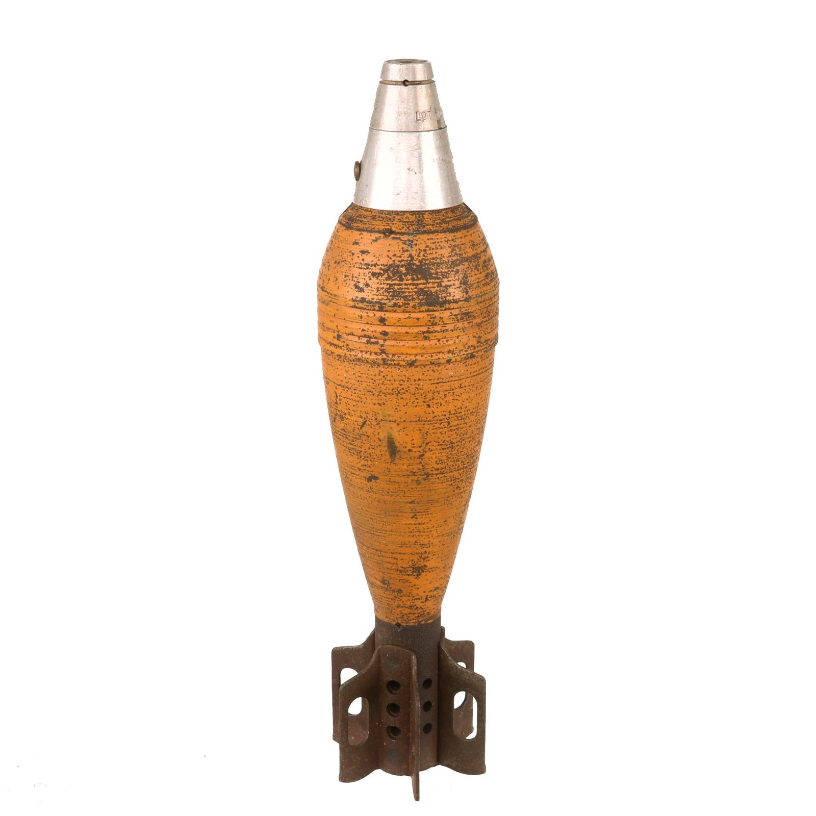 Buy Original U.S. WWII INERT 81mm M43A1 HE Mortar Round with M53 PD Fuze & Original Early Yellow Paint - Dated 1943 | Original Firearms Antique For Sale