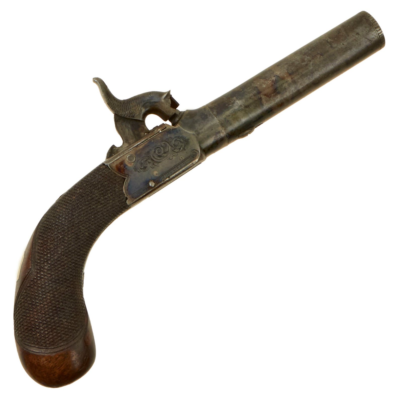 Buy Original British Victorian Percussion Vest Pocket Pistol with Turn Off Barrel and Fold-out Trigger - circa 1845 | Original Firearms Antique For Sale