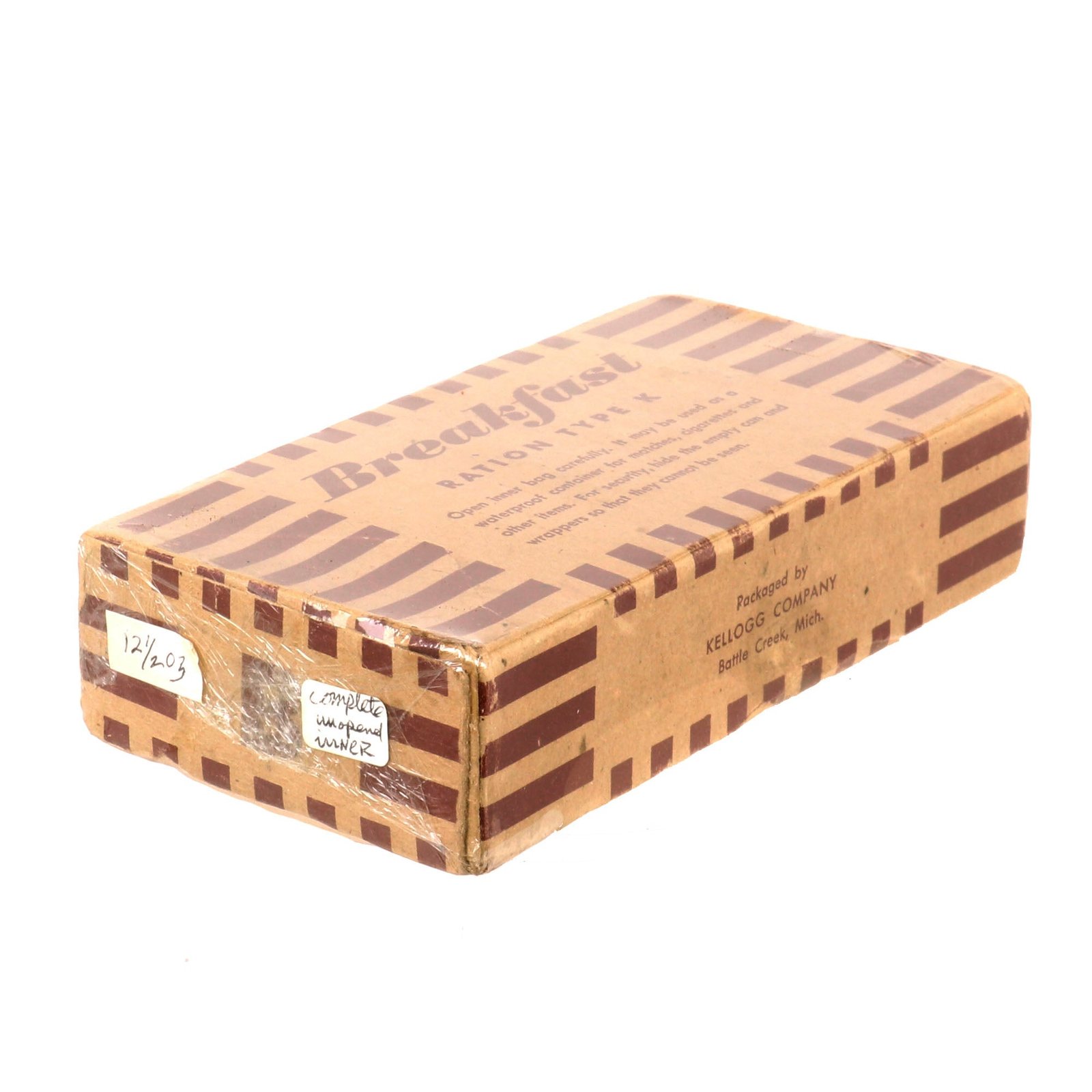 Buy Original U.S. WWII Excellent Condition Sealed K-Ration Morale Series Breakfast Meal Unit by the Kellogg Company | Original Firearms Antique For Sale