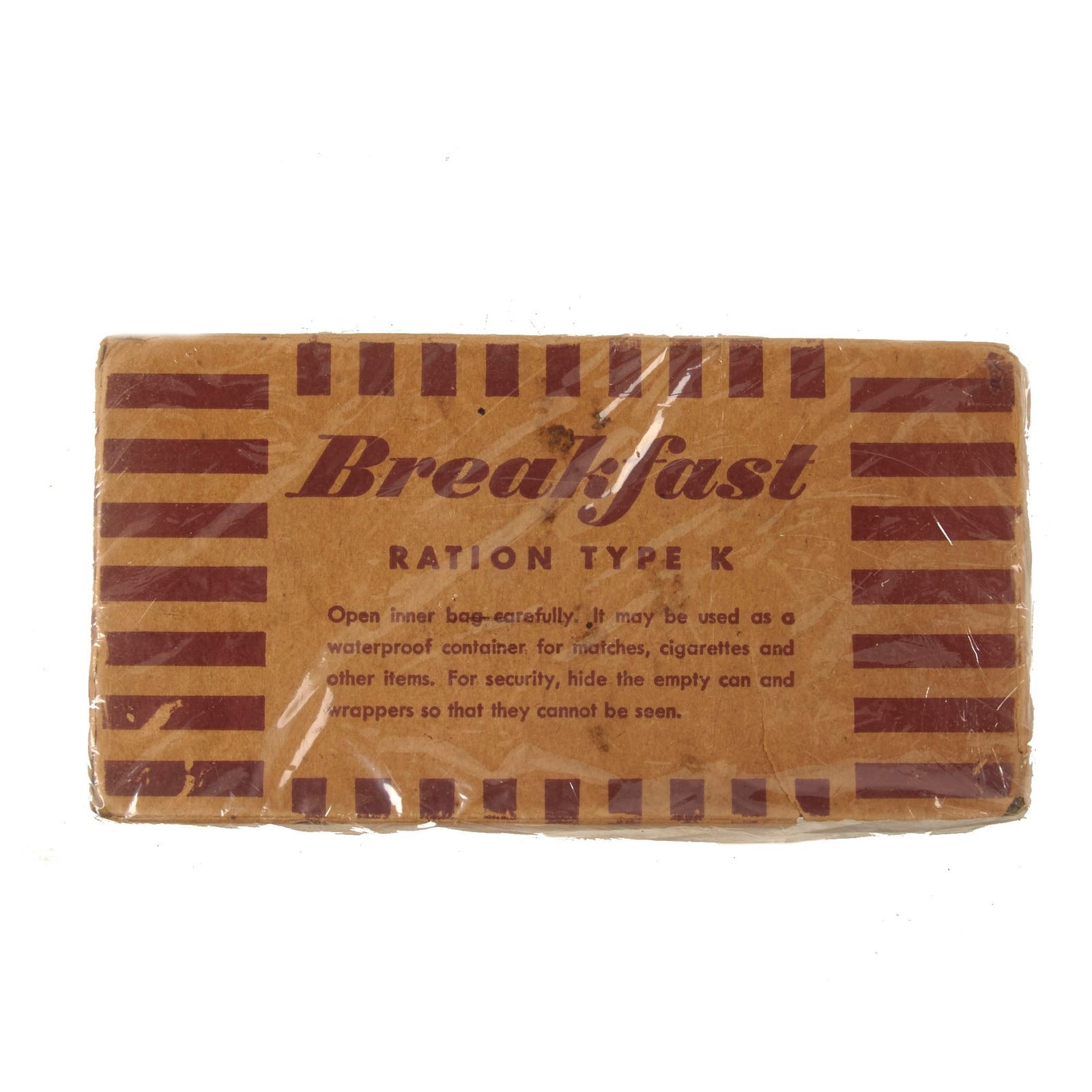 Buy Original U.S. WWII K-Ration Morale Series Breakfast Meal Unit by Patten Food Products | Original Firearms Antique For Sale