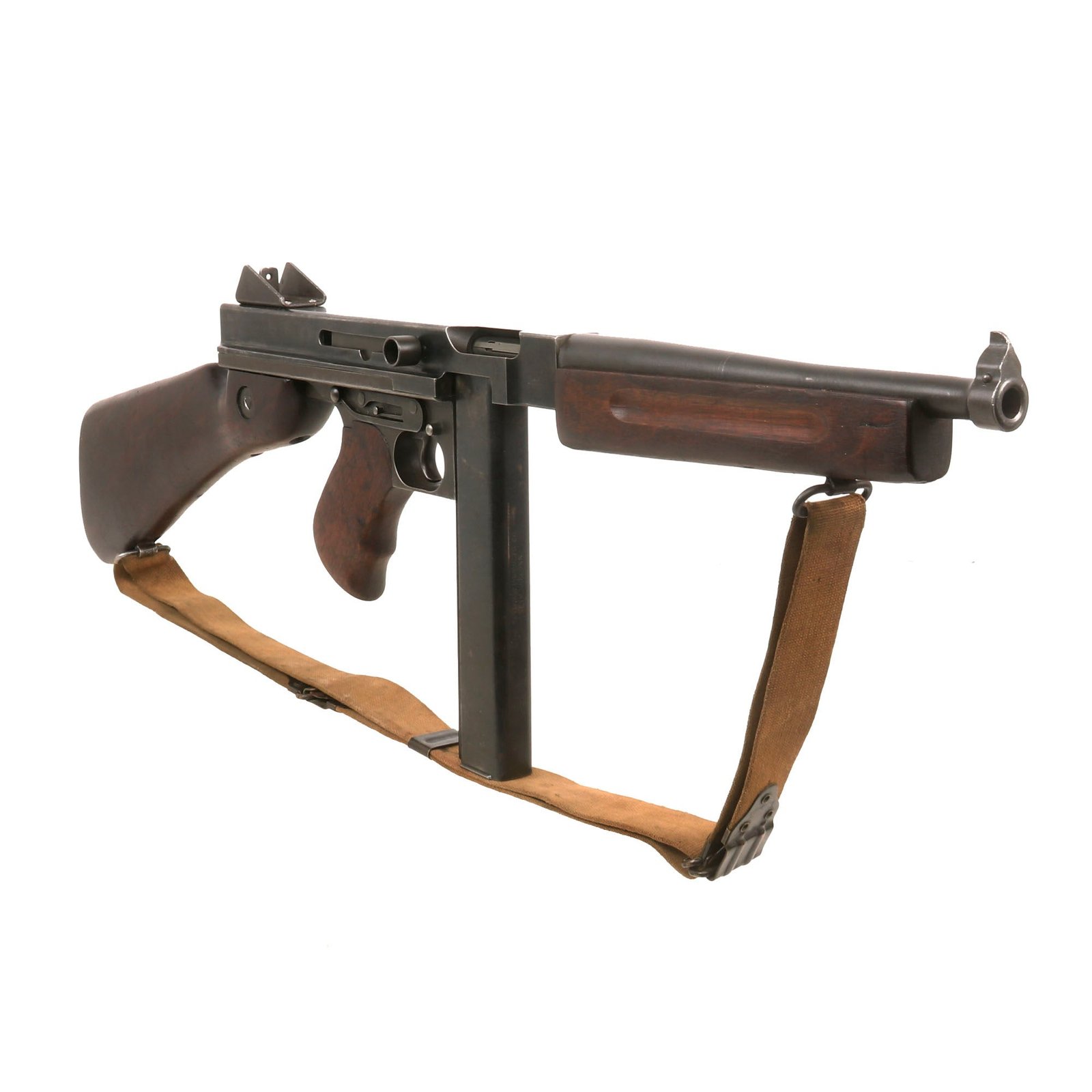 Buy Original U.S. WWII Thompson M1A1 Display Submachine Gun Serial 437841 with NOBUCKL Sling, Magazine, Dummy Rounds - Original WWII Parts | Original Firearms Antique For Sale