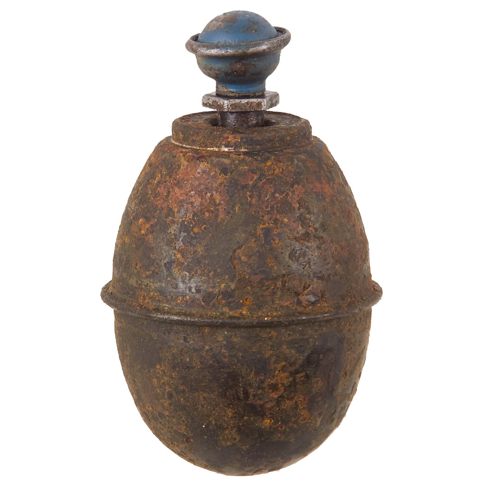 Buy Original German WWII 1943 Dated Model 39 Egg Hand Grenade with Original Fuze by Witwe Wilhelm von Hagen - Dated 1943 - Inert Eierhandgranate | Original Firearms Antique For Sale