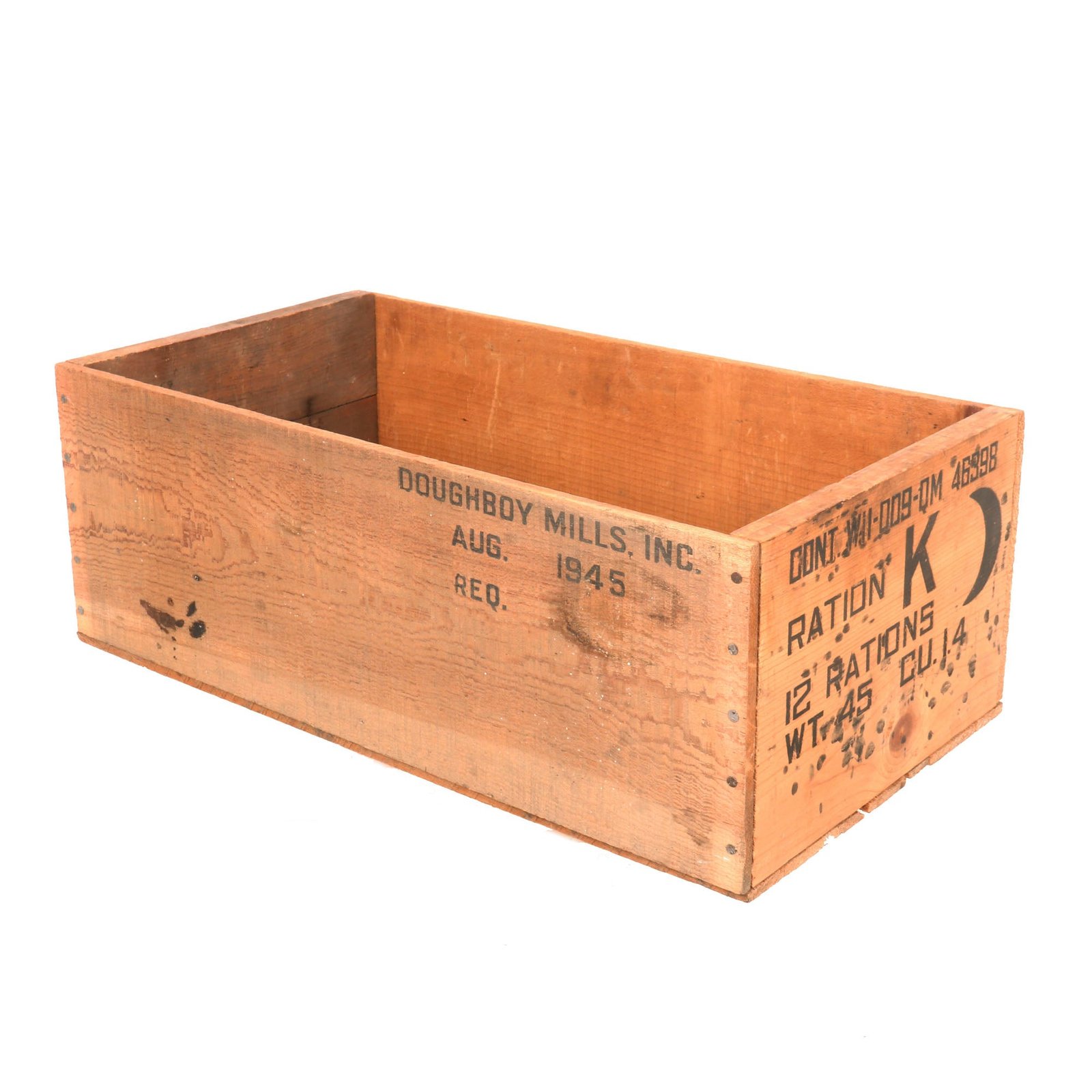 Buy Original U.S. WWII K-Ration Crate by Doughboy Mills - Dated 1945 | Original Firearms Antique For Sale