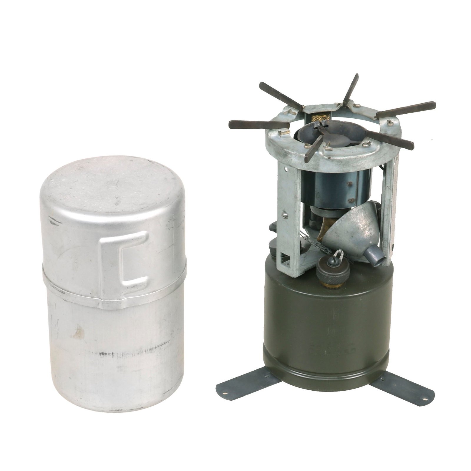 Buy Original WWII U.S. Issue Coleman Gasoline Camp Stove in Bayonet "F" Canister - Dated 1945 - Excellent | Original Firearms Antique For Sale