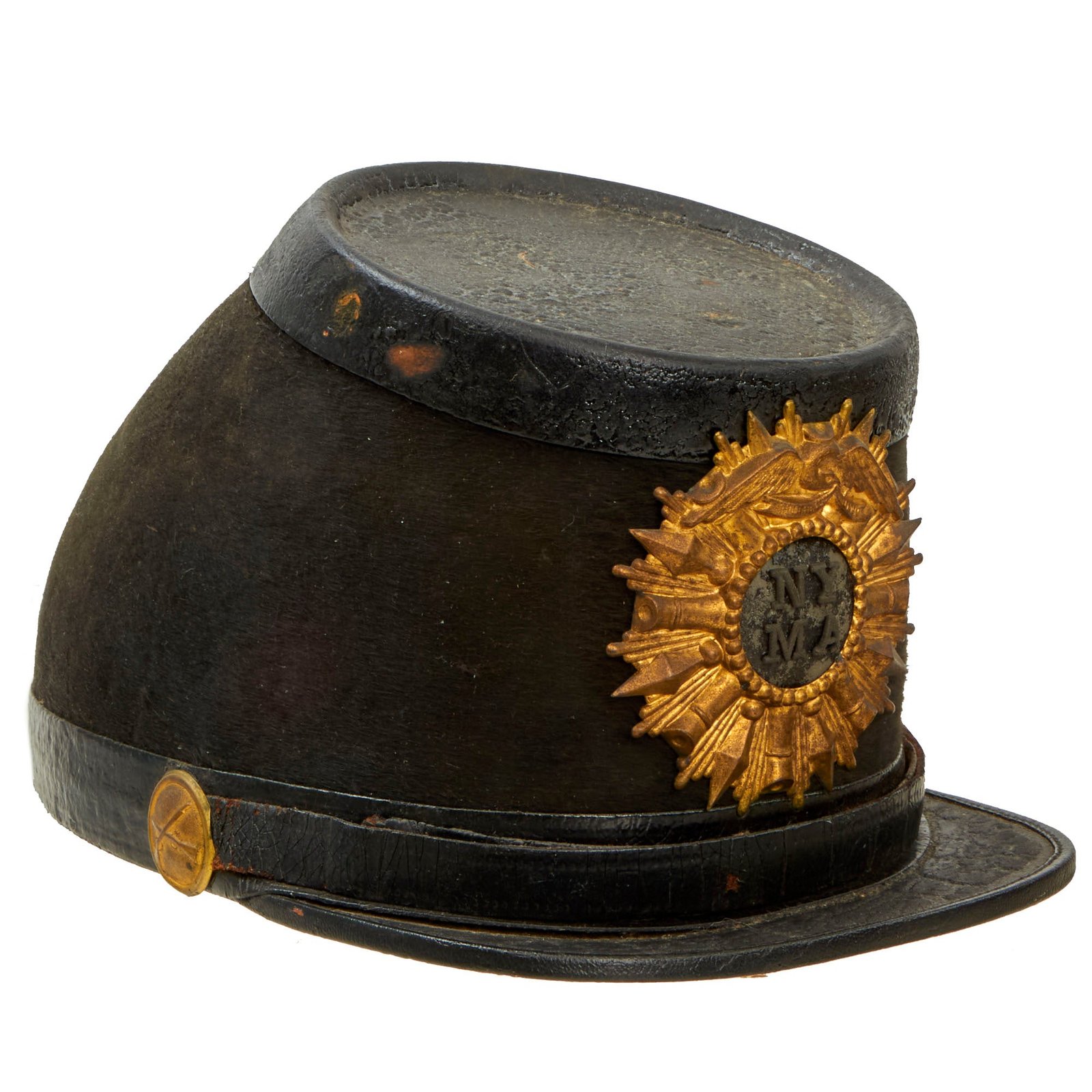 Buy Original U.S. Indian Wars New York Military Academy Pattern 1872 Shako by Ridabock & Co - Size 7 ⅛ | Original Firearms Antique For Sale
