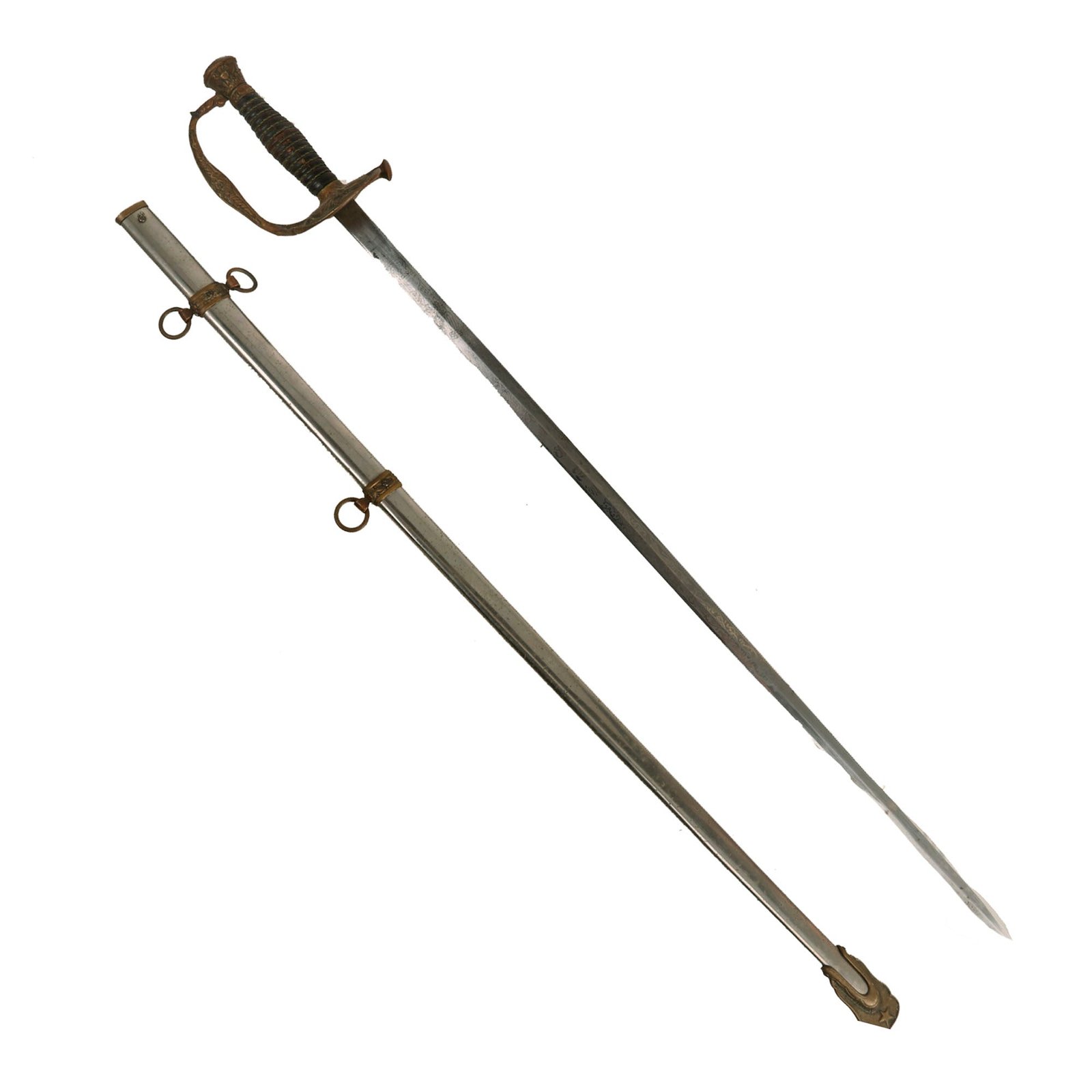 Buy Original U.S. Indian Wars Named Model 1860 Army Staff & Field Officer Sword with Etched Blade & Scabbard - “T. G. Coates, Salem, New Jersey | Original Firearms Antique For Sale