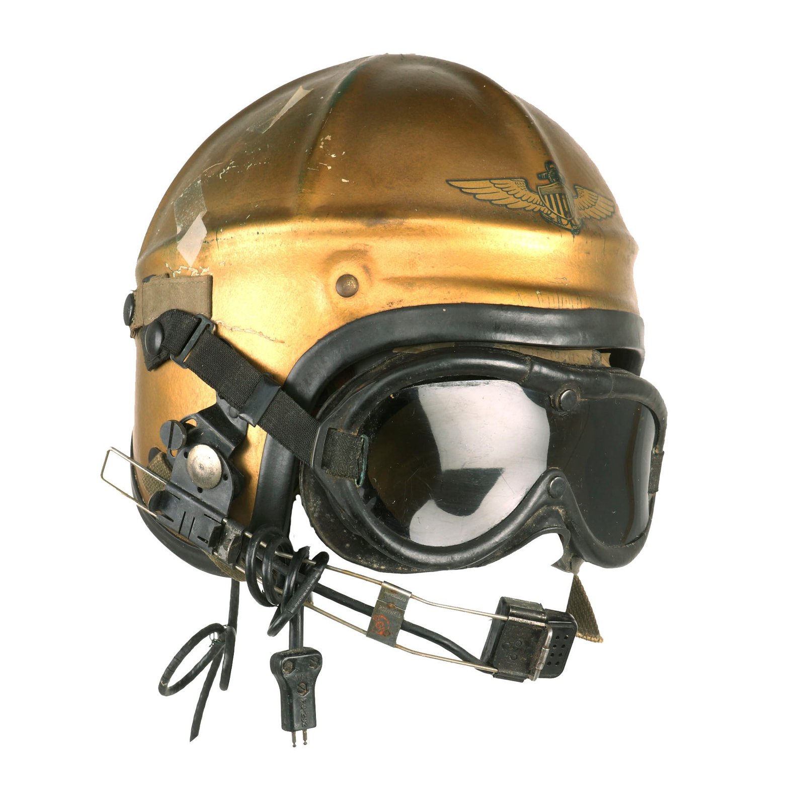 Buy Original U.S. Korean War Era US Navy USN Gentex H-4 Flying Helmet with Goggles and Internal Summer Flight Helmet | Original Firearms Antique For Sale