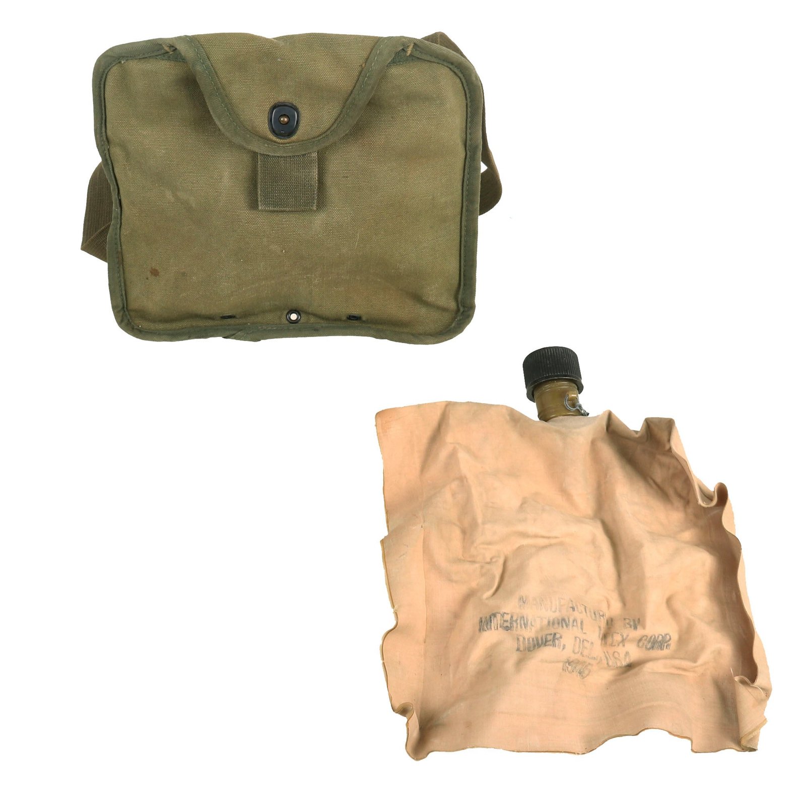 Buy Original U.S. WWII Rare M-1943 Experimental Collapsible 2 QT Canteen With Cover and Bladder -Dated 1945 | Original Firearms Antique For Sale