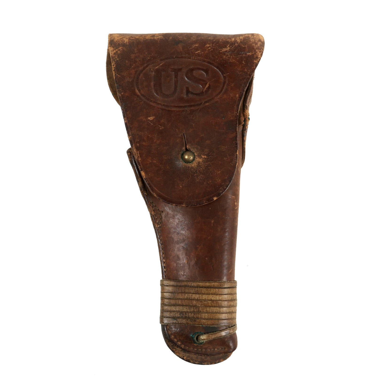 Buy Original U.S. WWI M1916 .45 Colt 1911 Holster by Scarce Maker Sheffer & Rossum with Thong & Broken Closure Stud | Original Firearms Antique For Sale