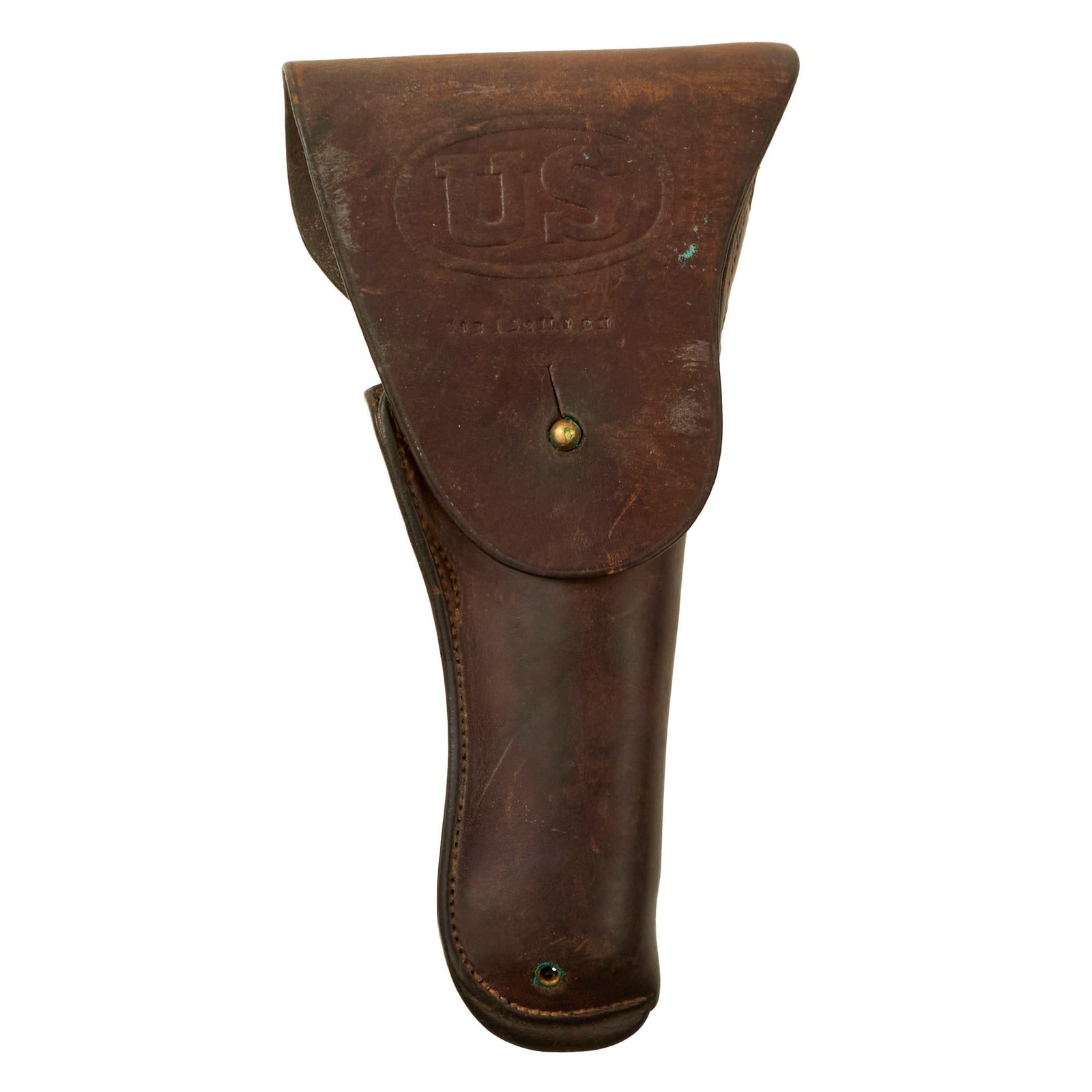 Buy Original U.S. WWI 33rd Division Unit-Marked M1916 .45 Leather Holster by Perkins-Cambell - Dated 1917 - 122nd Machine Gun Battalion | Original Firearms Antique For Sale