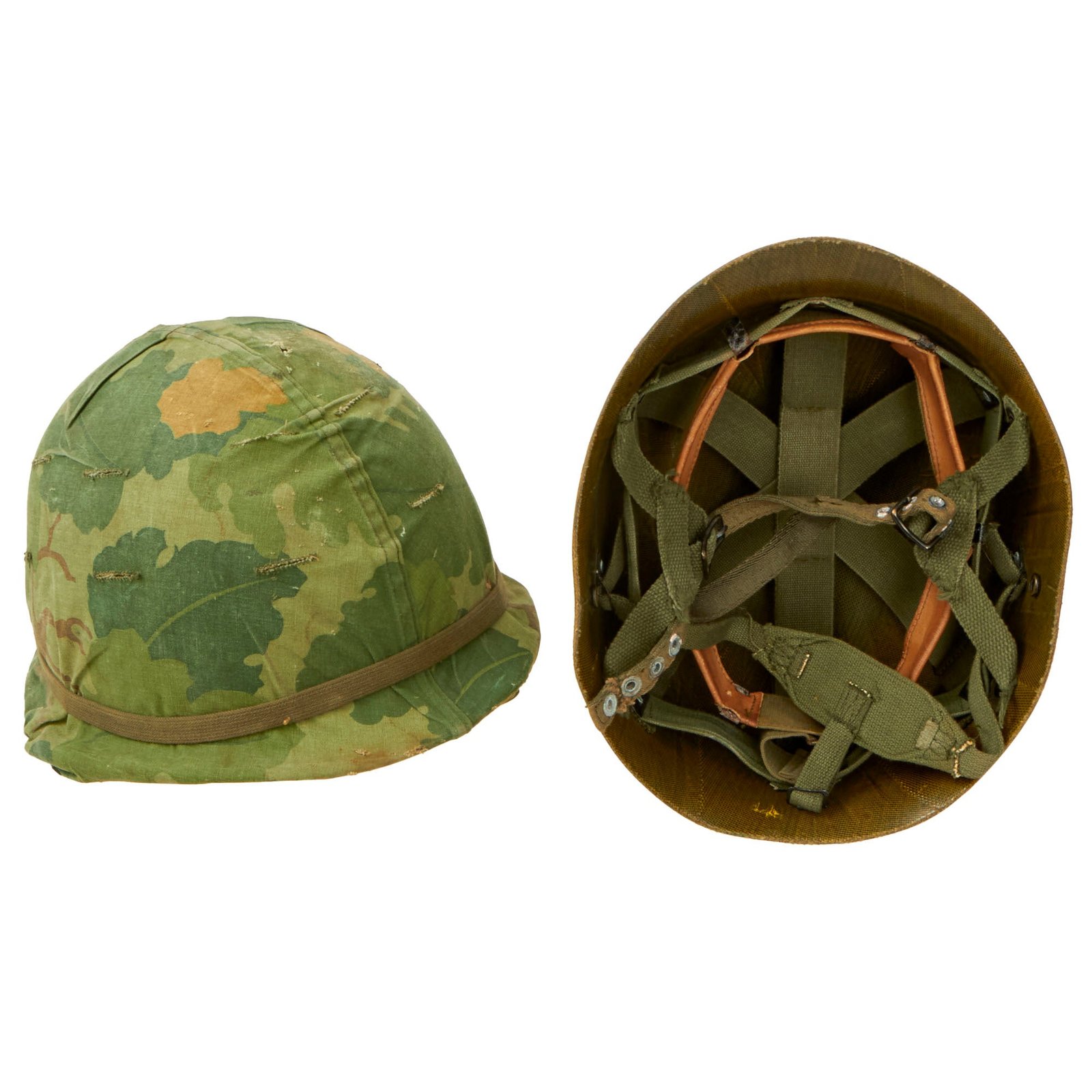 Buy Original U.S. Vietnam War M1-C Paratrooper Helmet with Reversible Camouflage Cover - Complete | Original Firearms Antique For Sale