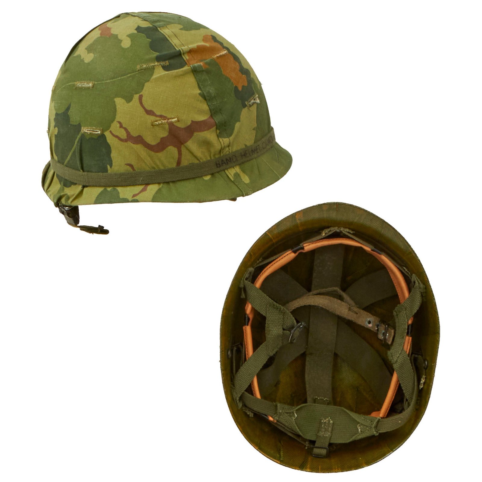 Buy Original U.S. Vietnam War Era M1-C Paratrooper Helmet with Reversible Camouflage Cover - Complete | Original Firearms Antique For Sale