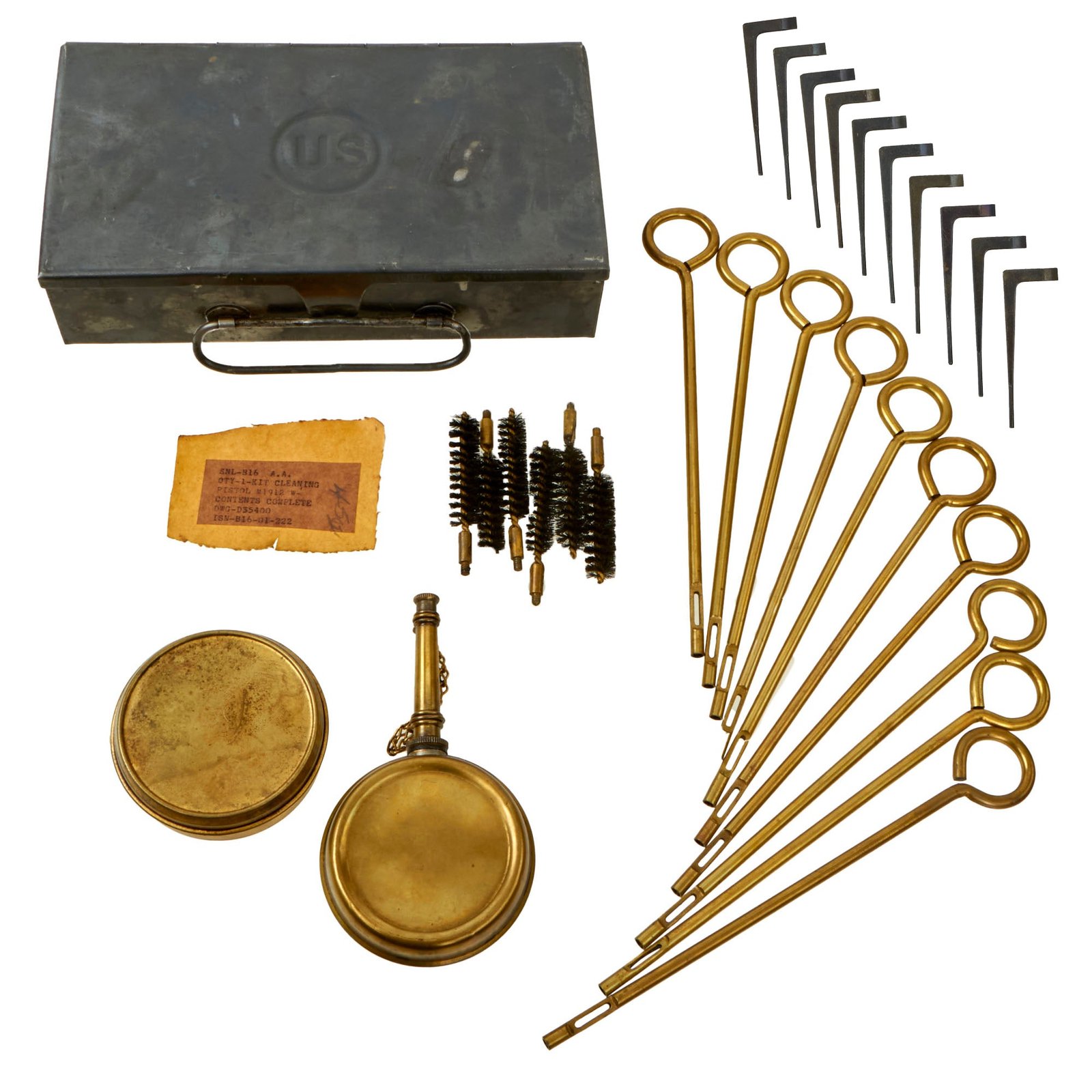 Buy Original U.S. WWI Early Model 1912 Squad Weapon Cleaning Kit For M-1911 .45 Caliber Pistol | Original Firearms Antique For Sale