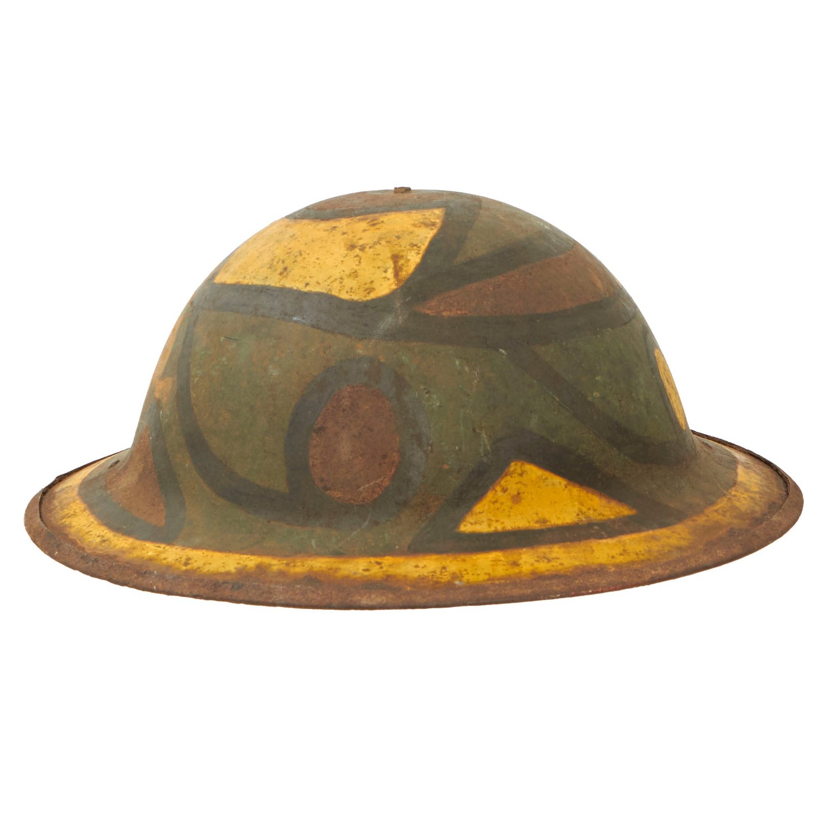 Buy Original U.S. WWI M1917 Doughboy Helmet Shell With Camouflage Panel Paint | Original Firearms Antique For Sale