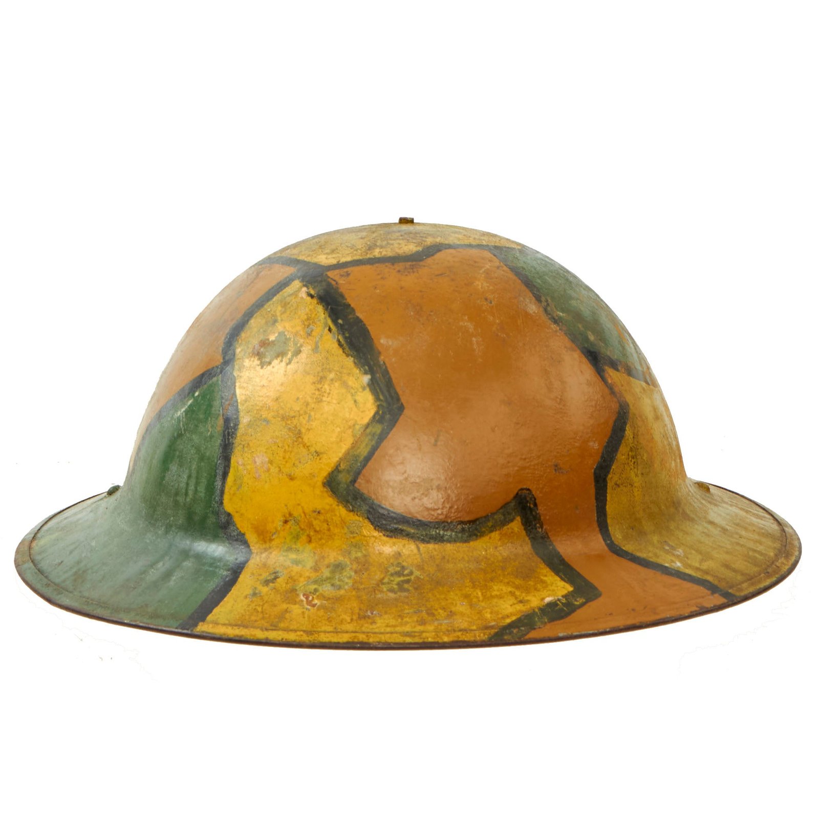 Buy Original U.S. WWI M1917 Doughboy Helmet With Camouflage Panel Paint - Complete | Original Firearms Antique For Sale