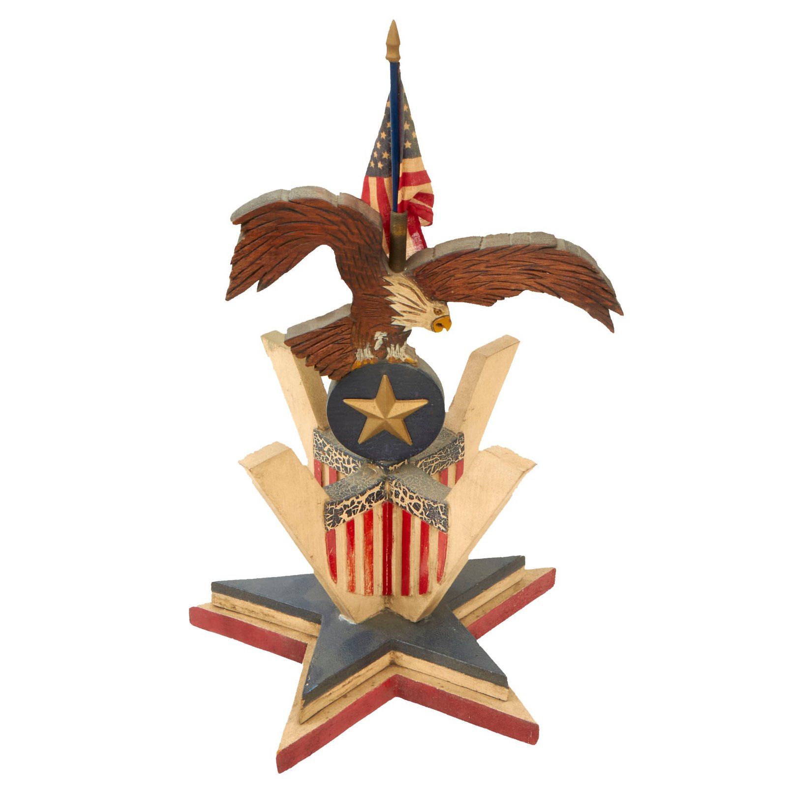 Buy Original U.S. WWII Folk Art “V For Victory” Wooden Flag Holder | Original Firearms Antique For Sale