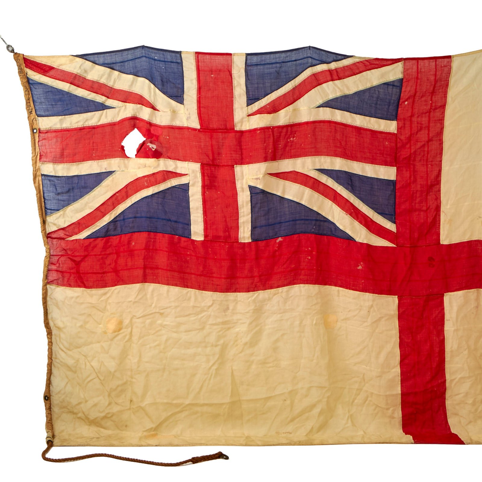 Buy Original British WWII Large Royal Navy White Ensign Battle Flag - 70" x 130" | Original Firearms Antique For Sale