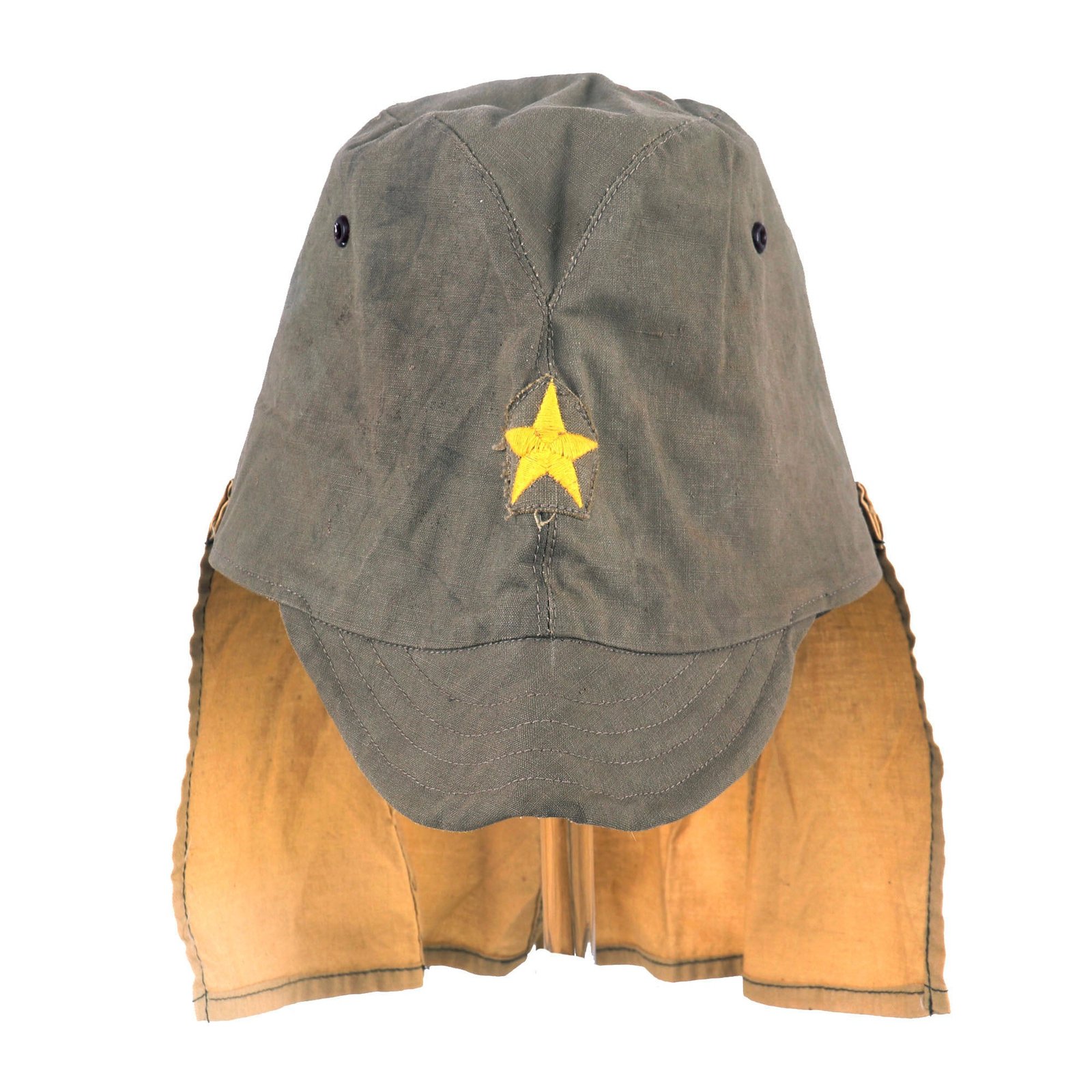 Buy Original Japanese WWII Imperial Japanese Army Enlisted Men's Tropical Forage Cap With Rare Havelock Neck Protector | Original Firearms Antique For Sale