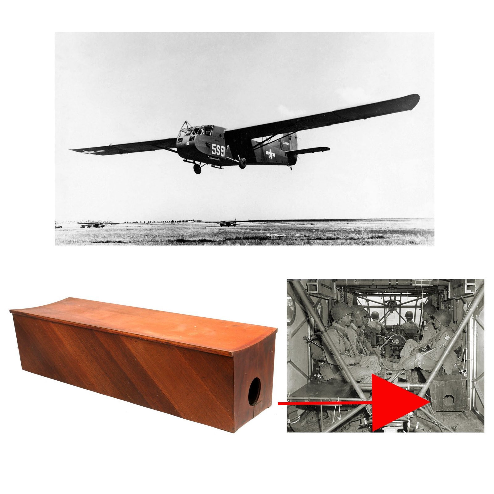 Buy Original U.S. WWII Waco CG-4 Glider Right Side Wooden Troop Bench - Marked & Dated 1945 | Original Firearms Antique For Sale