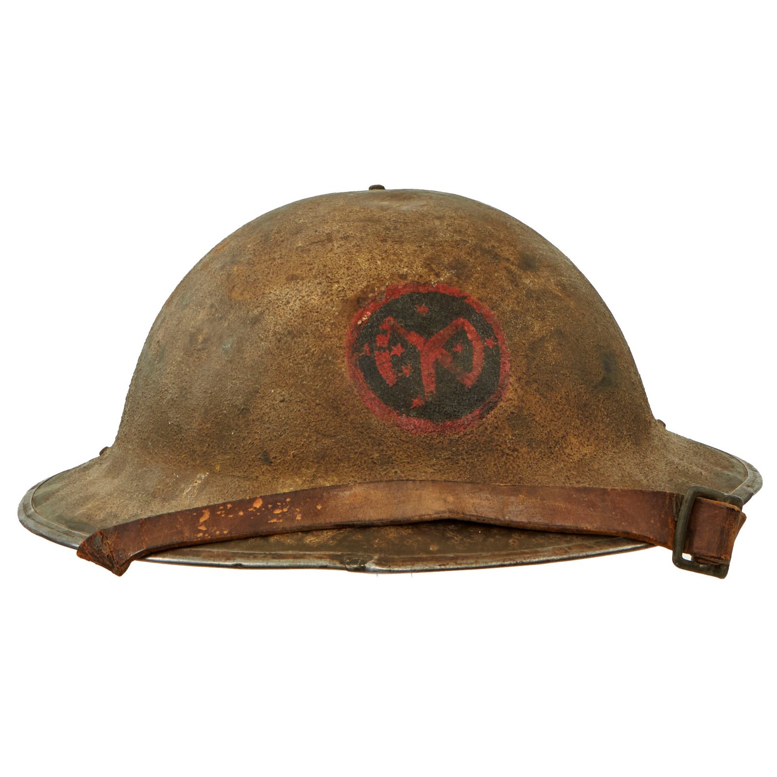 Buy Original U.S. WWI 27th Infantry Division “O'Ryan's Roughnecks” M1917 Doughboy Helmet - Complete | Original Firearms Antique For Sale