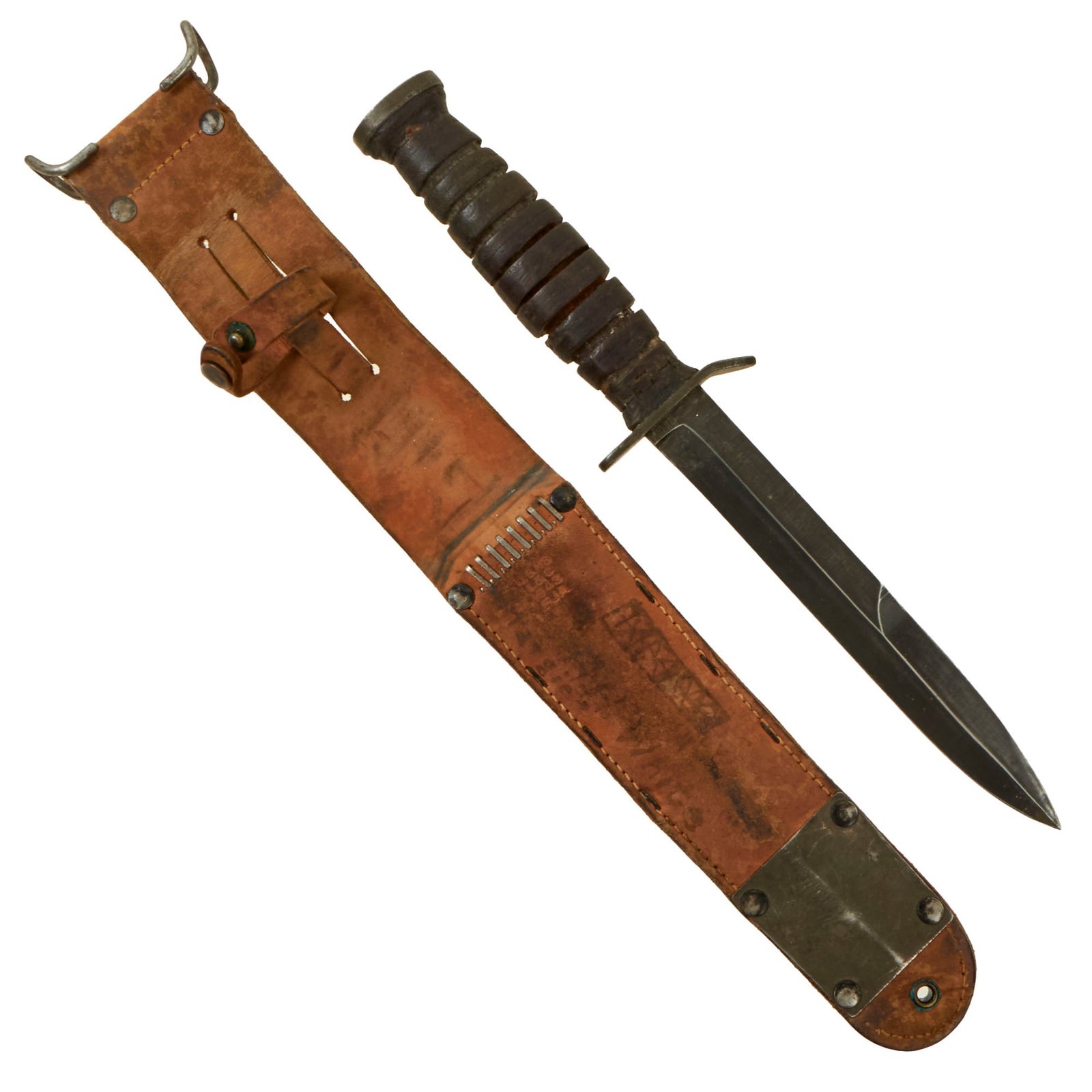 Buy Original U.S. WWII M3 Blade Marked Fighting Knife by Imperial with 1943 dated M6 Leather Scabbard | Original Firearms Antique For Sale