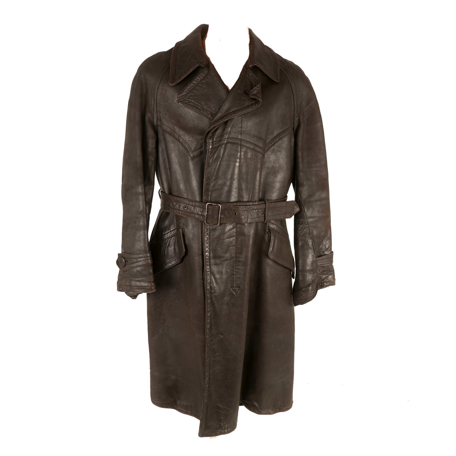 Buy Original Soviet Union WWII Soviet Air Forces Pilot & Aircrew Leather Overcoat Flight Jacket by Moscow Maker - Dated 1930s | Original Firearms Antique For Sale