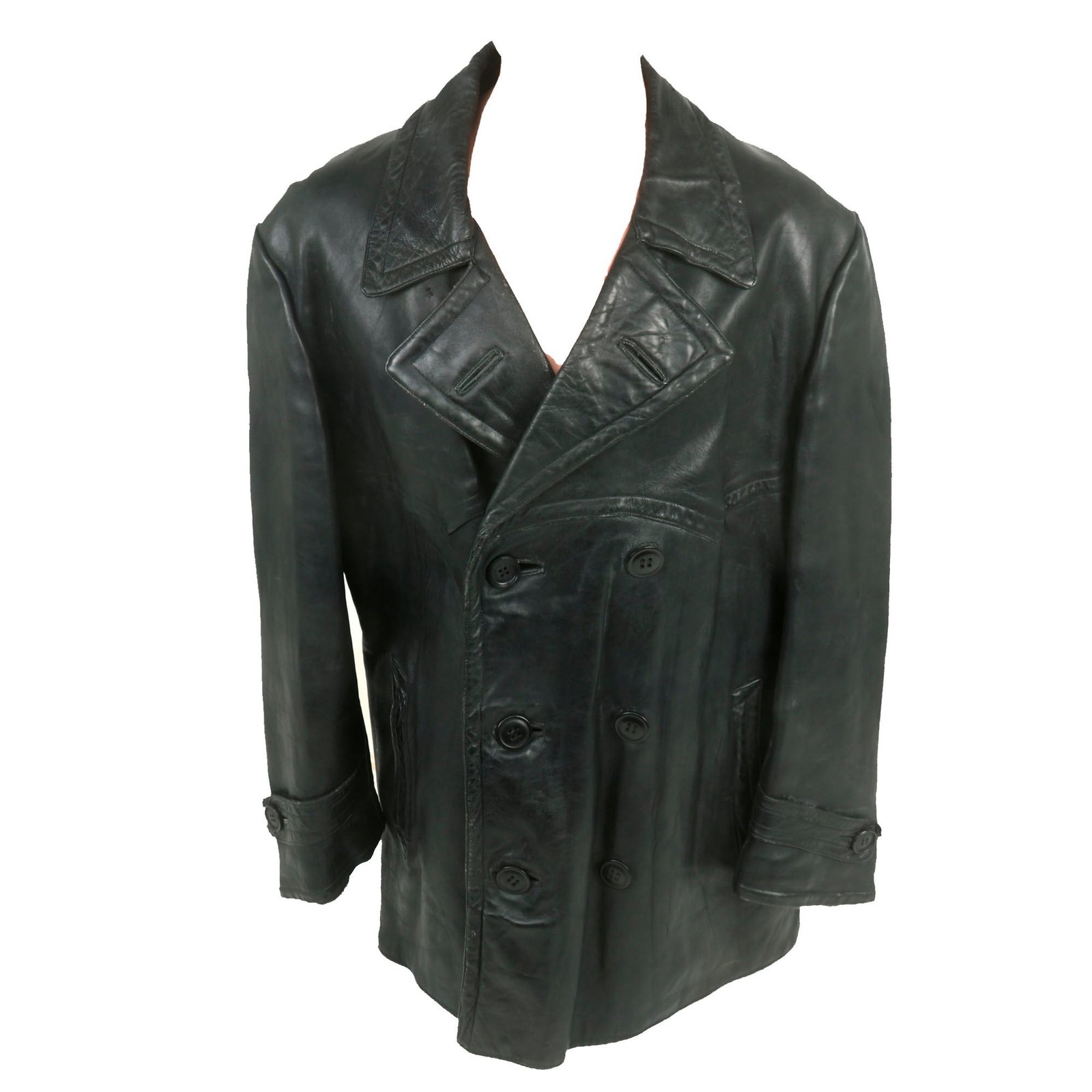 Buy Original German Kriegsmarine U-Boat Private Purchase Double Breasted Leather Deck Jacket | Original Firearms Antique For Sale
