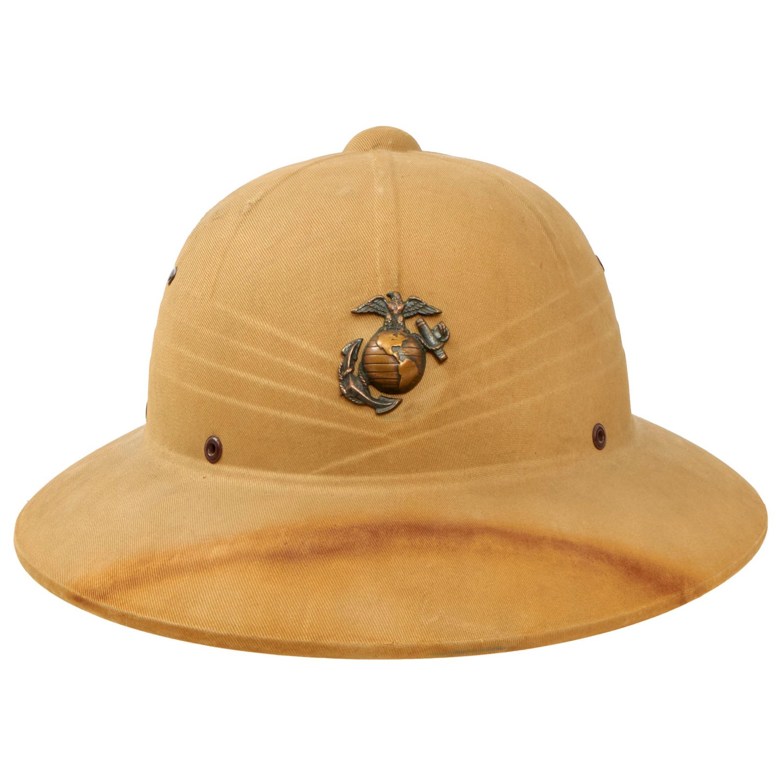 Buy Original U.S. WWII-Era US Marine Corps Issue M-1940 Pressed Fiber Sun Helmet - Named | Original Firearms Antique For Sale