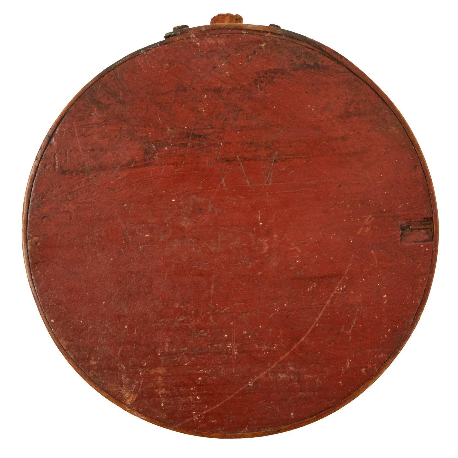 Buy Original U.S. Revolutionary War Cheesebox Canteen with Original Red Milkpaint & Cork | Original Firearms Antique For Sale