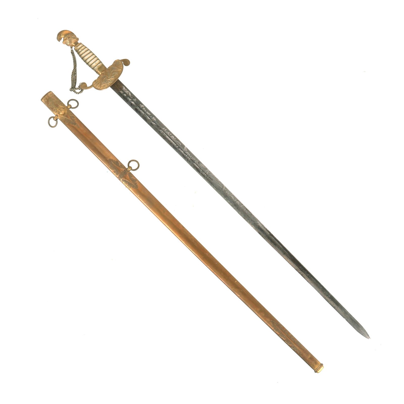 Buy Original U.S. Mexican-American War Era Knight’s Head Militia Officer’s Sword with Mother of Pearl Grip & Original Scabbard by Ames Mfg. Co - Circa 1830s | Original Firearms Antique For Sale