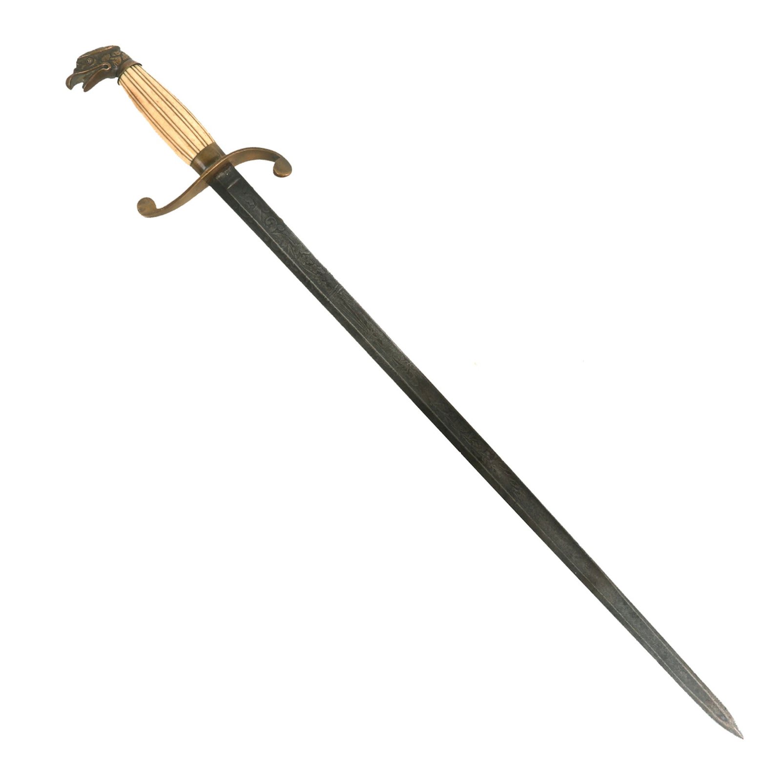 Buy Original U.S. Mexican American War Era Eagle Head Pommel Officer’s Dirk Small Sword with Etched Blade - Circa 1830 | Original Firearms Antique For Sale