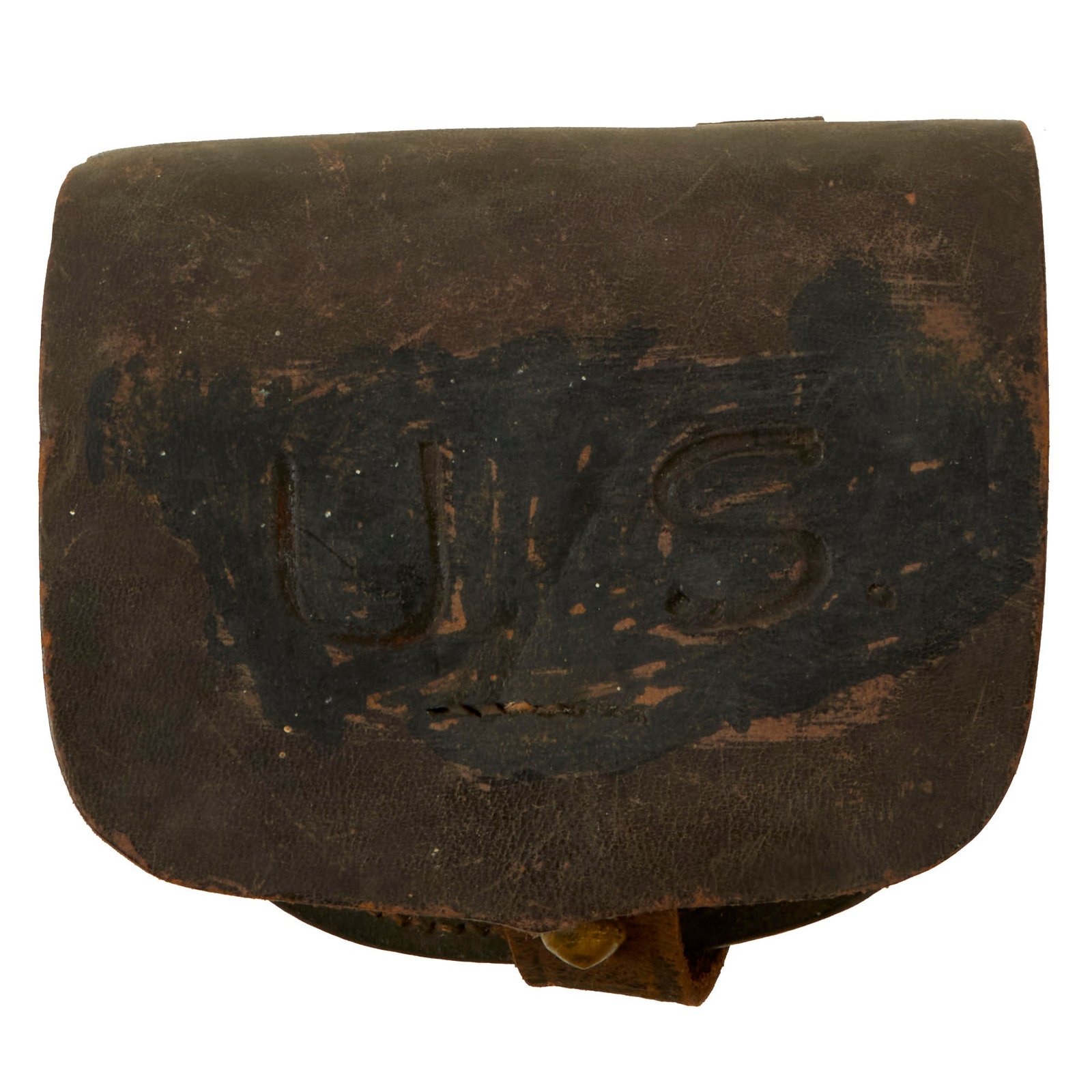 Buy Original U.S. Civil War Federal Percussion Cap Box Pouch with U.S. on Front | Original Firearms Antique For Sale