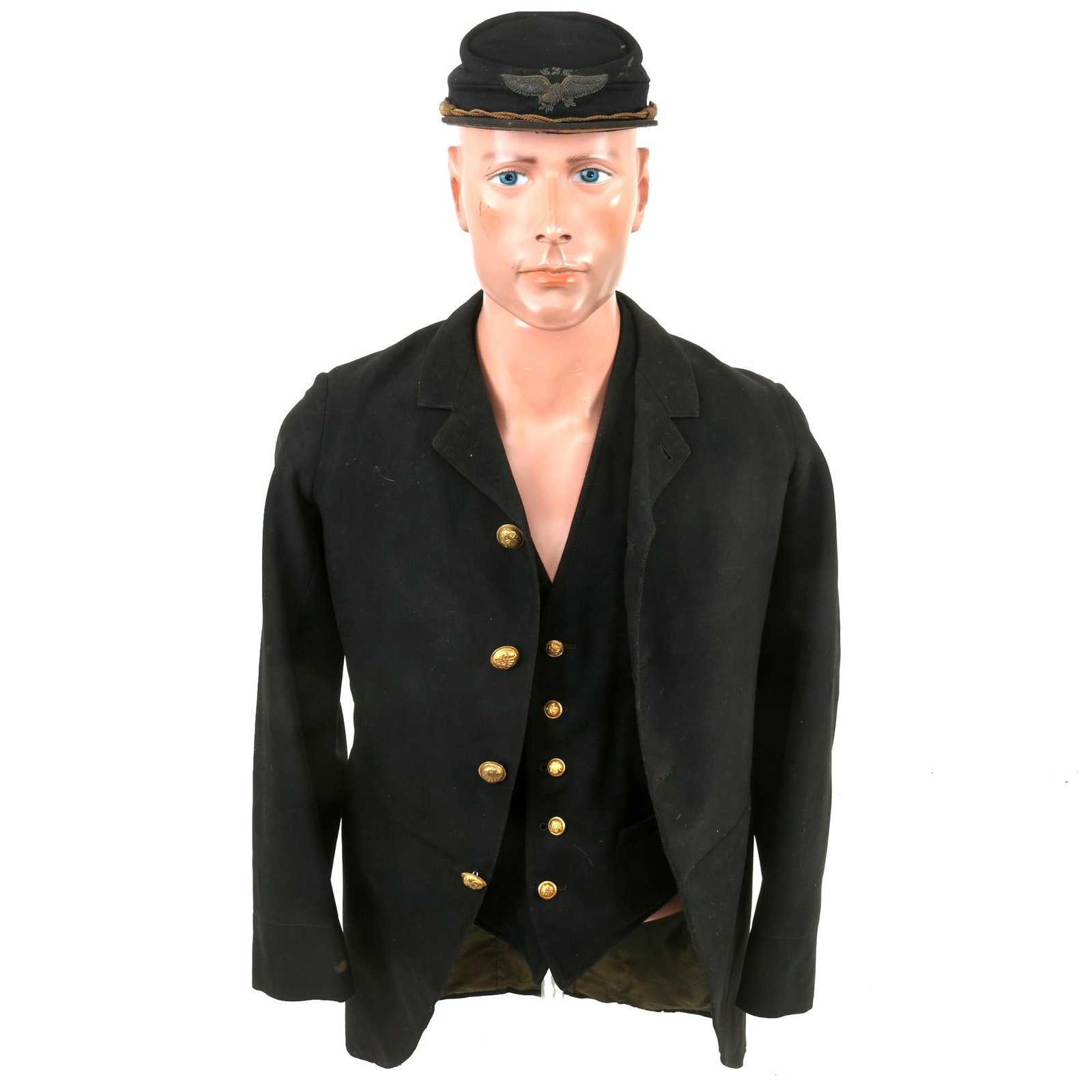 Buy Original U.S. Civil War Grand Army of the Republic Veteran’s Uniform Grouping Jacket, Vest & Kepi with 1909 Gettysburg Memorial Day Program in Pocket - H Derby | Original Firearms Antique For Sale
