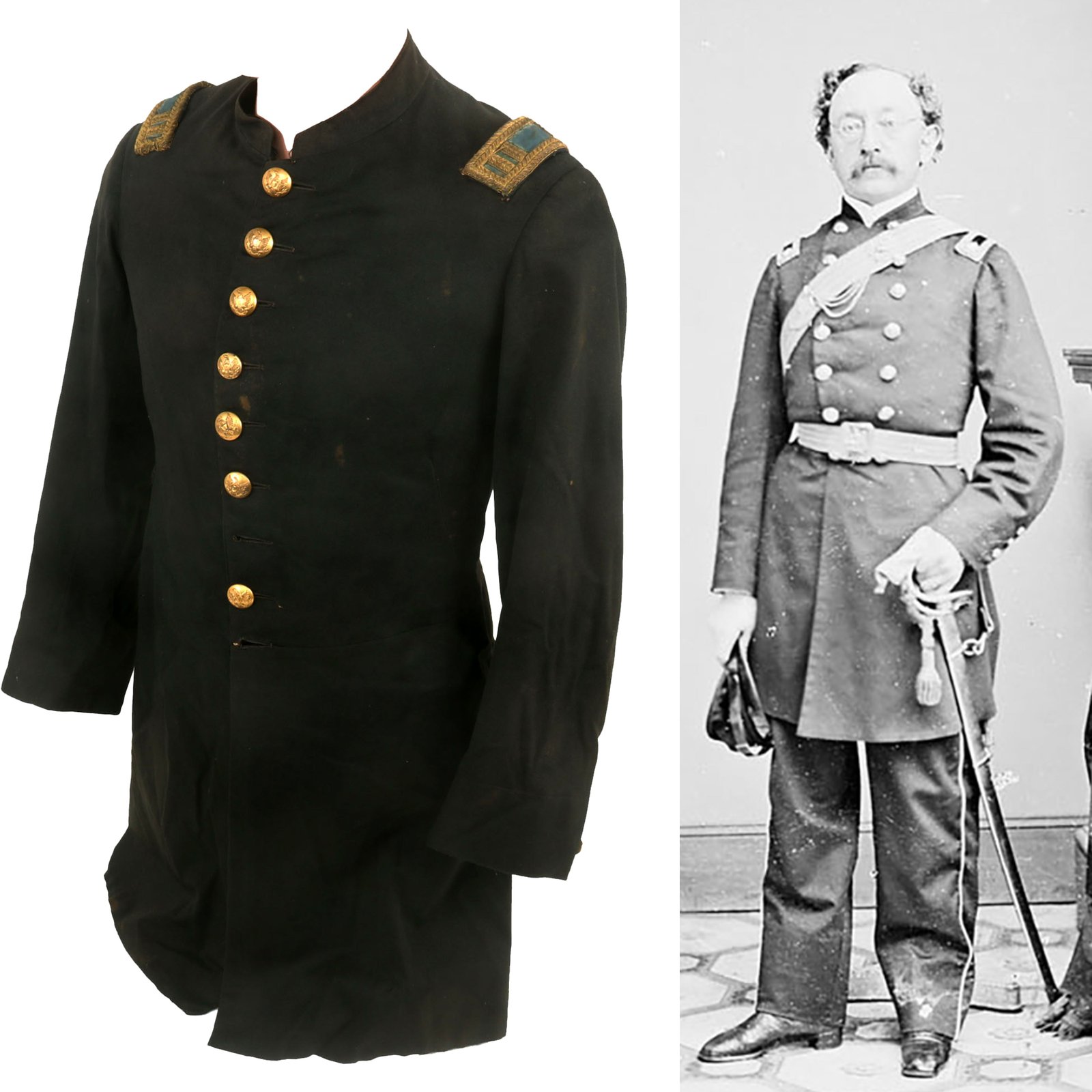 Buy Original U.S. Civil War Rare Infantry Captain Officer’s Single Breasted Frock Coat with Shoulder Boards Named to Medal of Honor Recipient Henry H. Bingham, 140th Pennsylvania Infantry | Original Firearms Antique For Sale