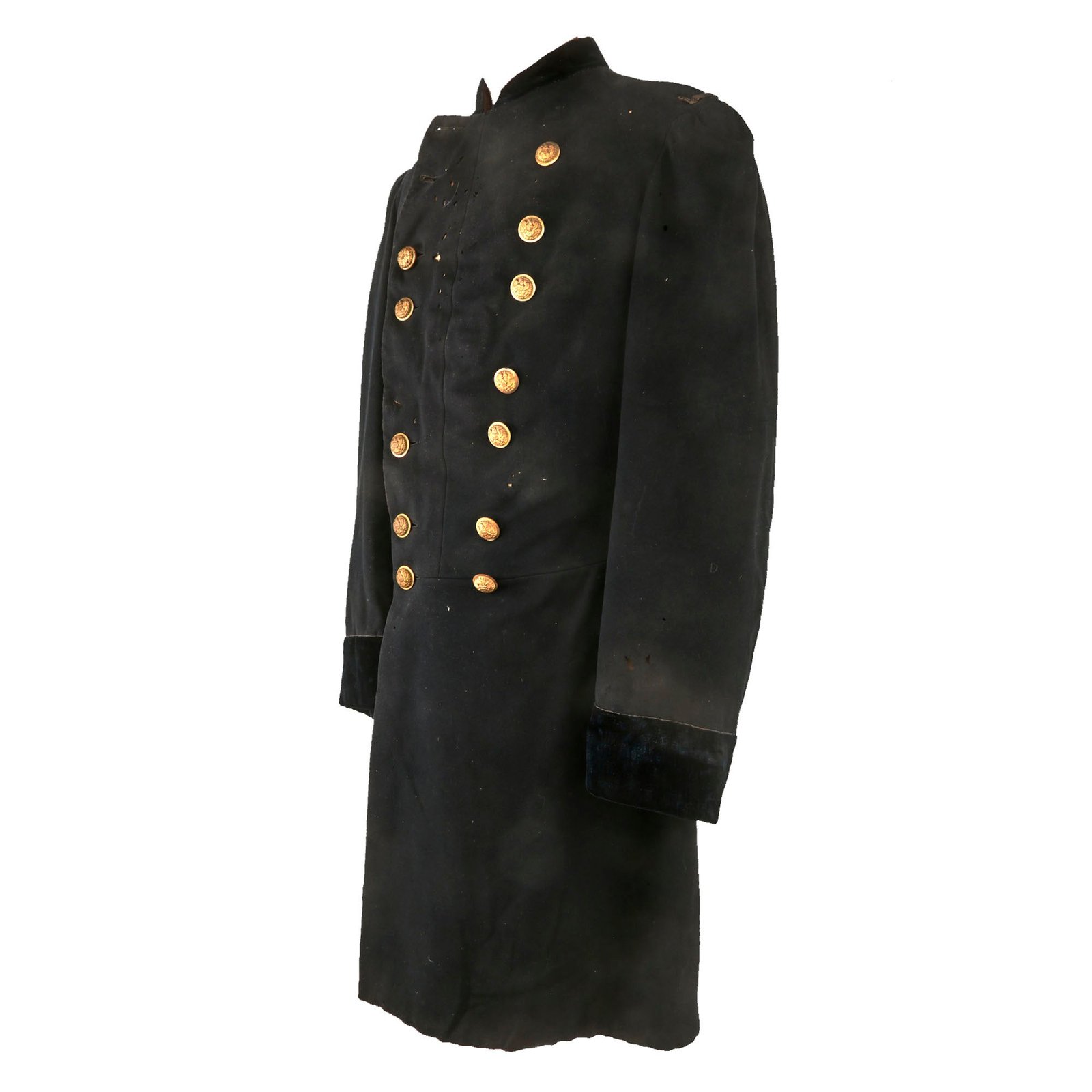 Buy Original U.S. Civil War General Officer’s Double Breasted Frock Coat with Velvet Cuffs & Collar - Gloves in Coattail Pocket | Original Firearms Antique For Sale