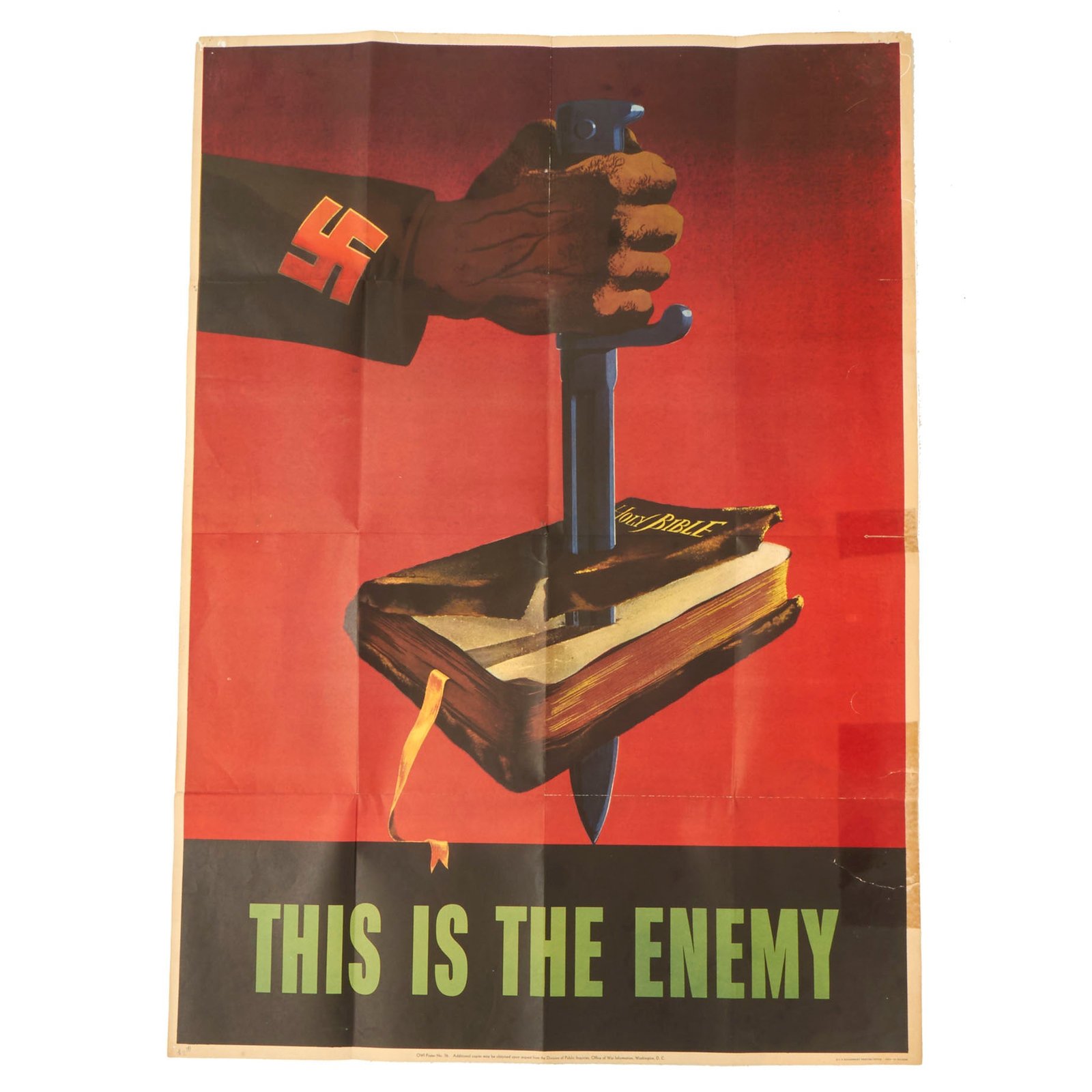 Buy Original U.S. WWII Anti-Axis Propaganda Poster - This is the Enemy - 28 ½" x 40" - OWI Poster No. 76 | Original Firearms Antique For Sale