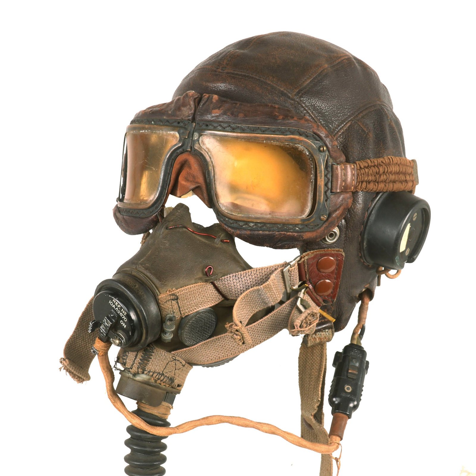 Buy Original British WWII RAF Type C Leather Flying Helmet with Mk. III Goggles & Type E* Oxygen Mask Named to Member of RAF No. 300 Polish Bomber Squadron | Original Firearms Antique For Sale