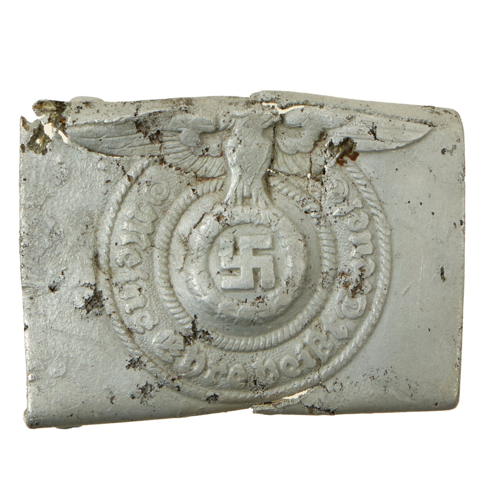 Buy Original German WWII Rare Ground Dug 1938 Dated Aluminum SS EM/NCO Belt Buckle by Richard Sieper & Söhne - RZM 822/38 | Original Firearms Antique For Sale