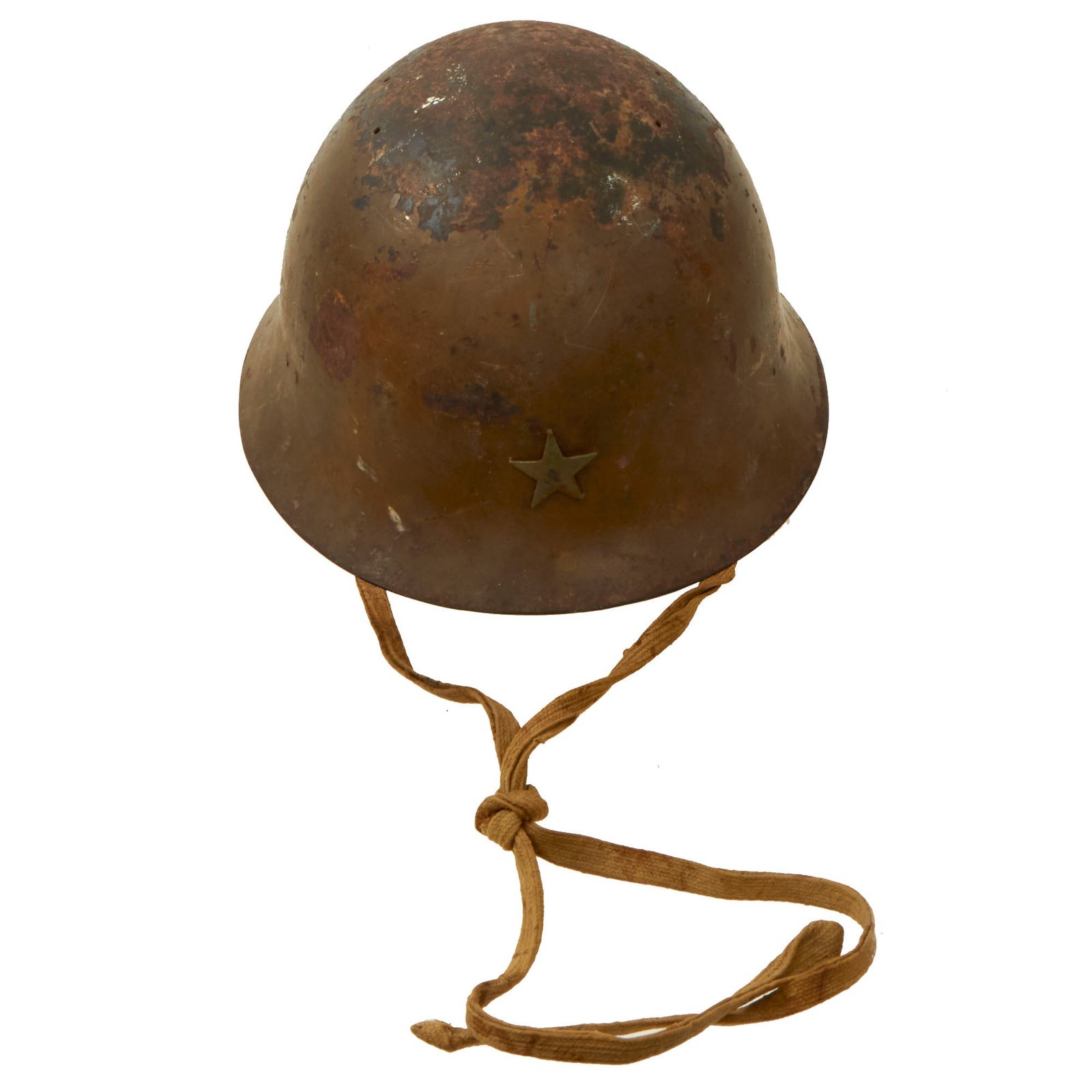 Buy Original Japanese WWII Type 90 Army Helmet with Complete Liner and Chinstrap with Kanji Markings - Tetsubo | Original Firearms Antique For Sale