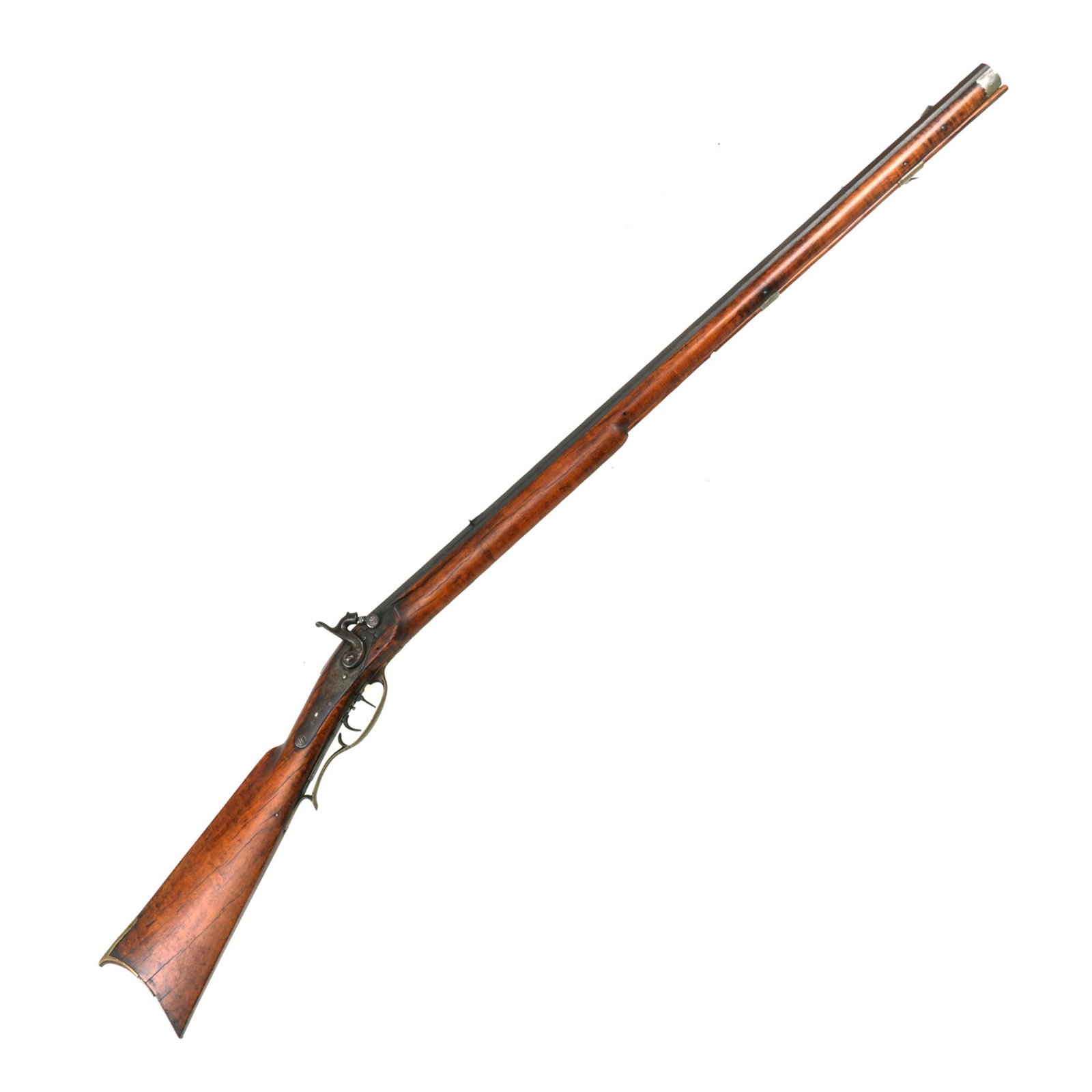Buy Original U.S. Pennsylvania Full Stocked .40cal Percussion Rifle Signed W. Lough with Set Trigger - Circa 1845 | Original Firearms Antique For Sale