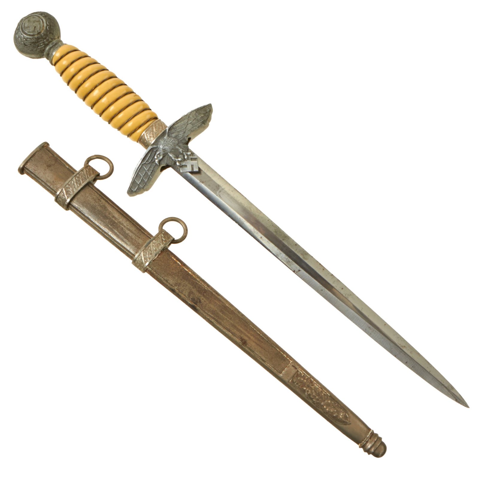 Buy Original WWII German 2nd Model Luftwaffe Dagger with Scabbard - Unmarked Blade | Original Firearms Antique For Sale