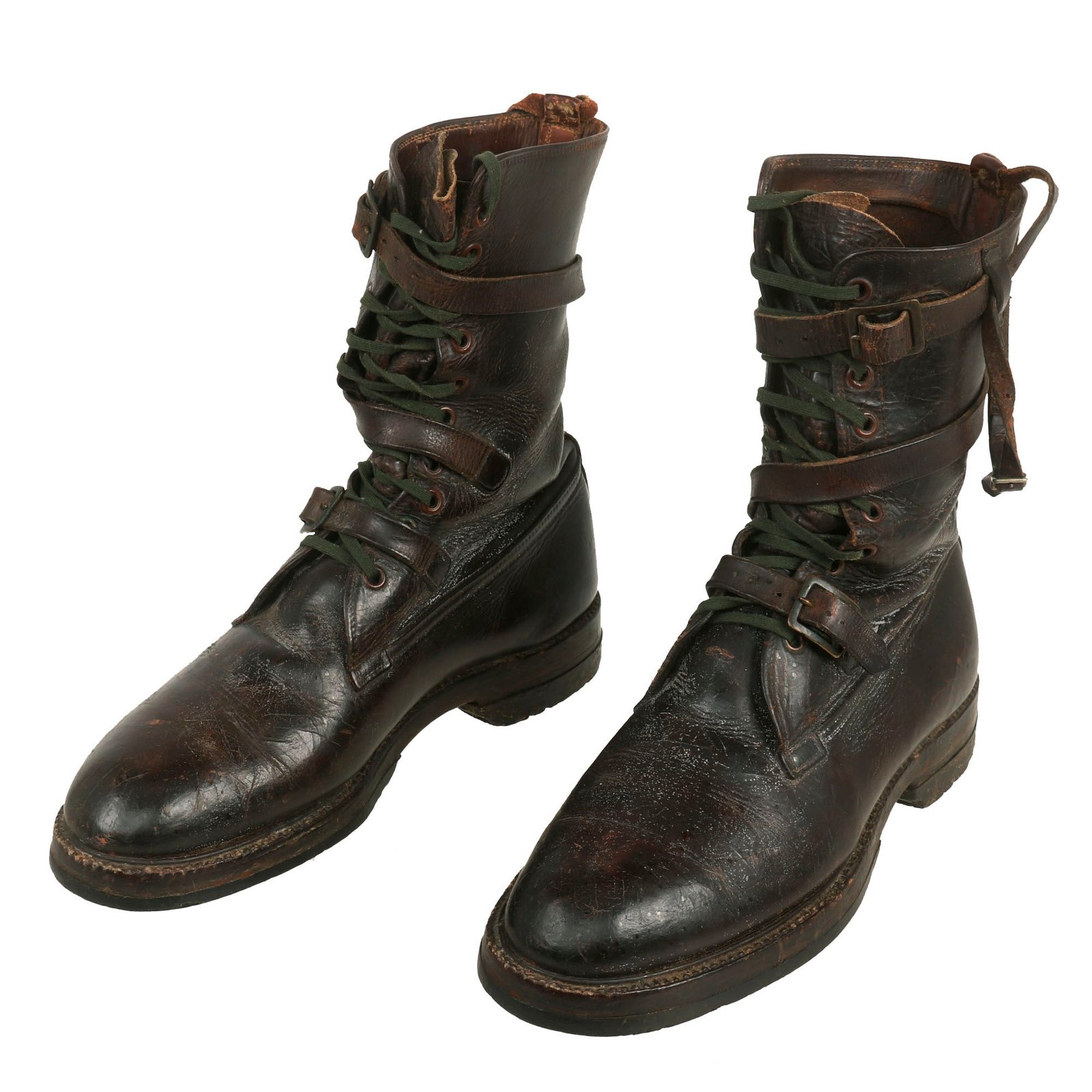 Buy Original U.S. WWII Matched Private Purchase Wrap Around Strap / Lace Up Closure Tanker Boots - Size 10 ½ | Original Firearms Antique For Sale