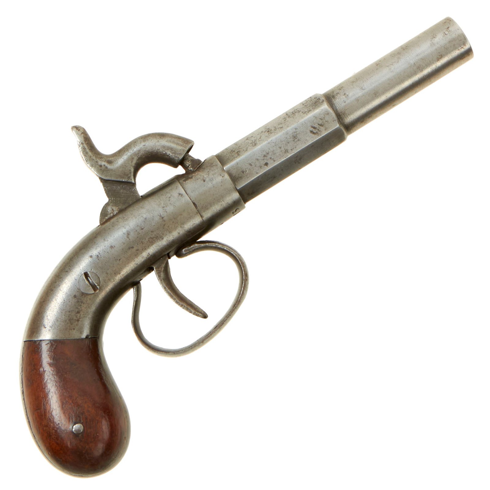 Buy Original U.S. Single Shot Pocket Percussion Pistol Marked to Richard Smith of London - Serial 643 - circa 1850 | Original Firearms Antique For Sale